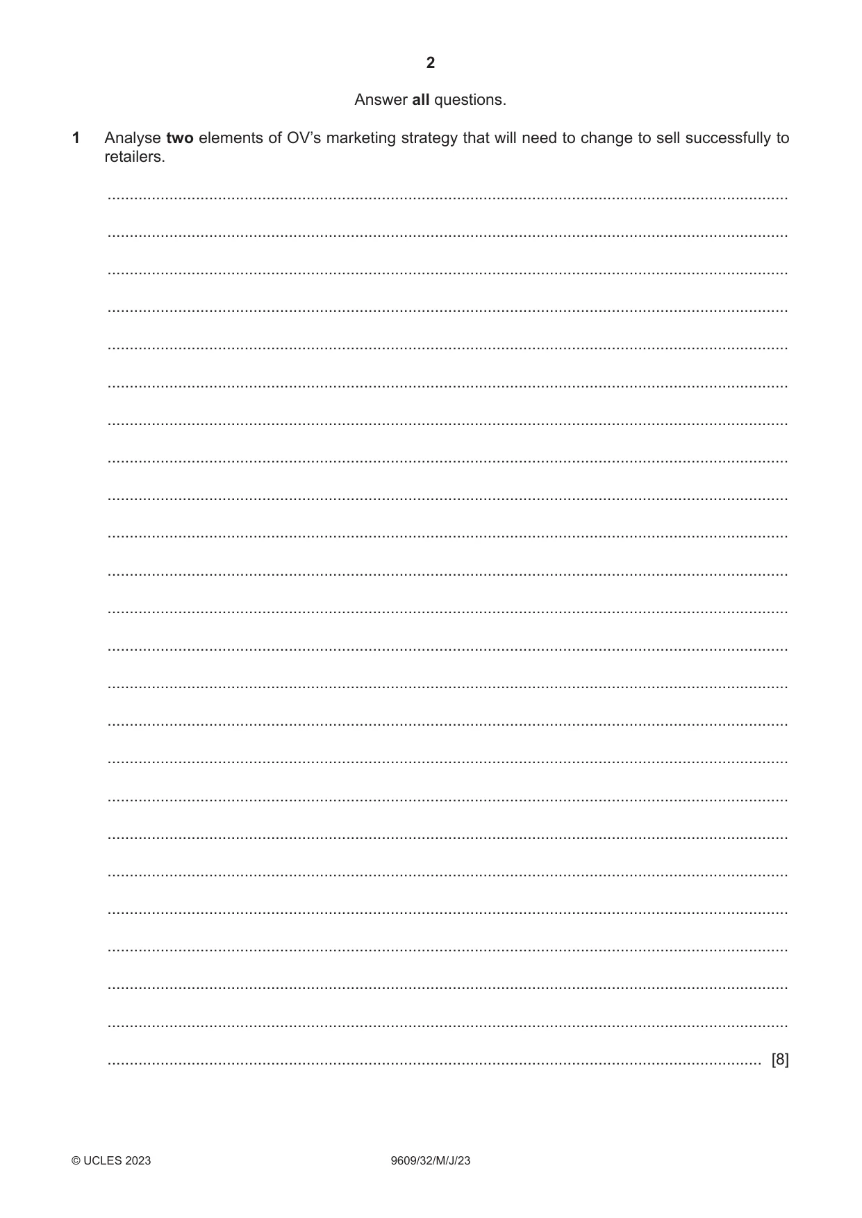 Cambridge A Level Business (for first examination in 2016) 9609 2023 May/June Paper 3 · Variant 2 question paper, page 2 of 12