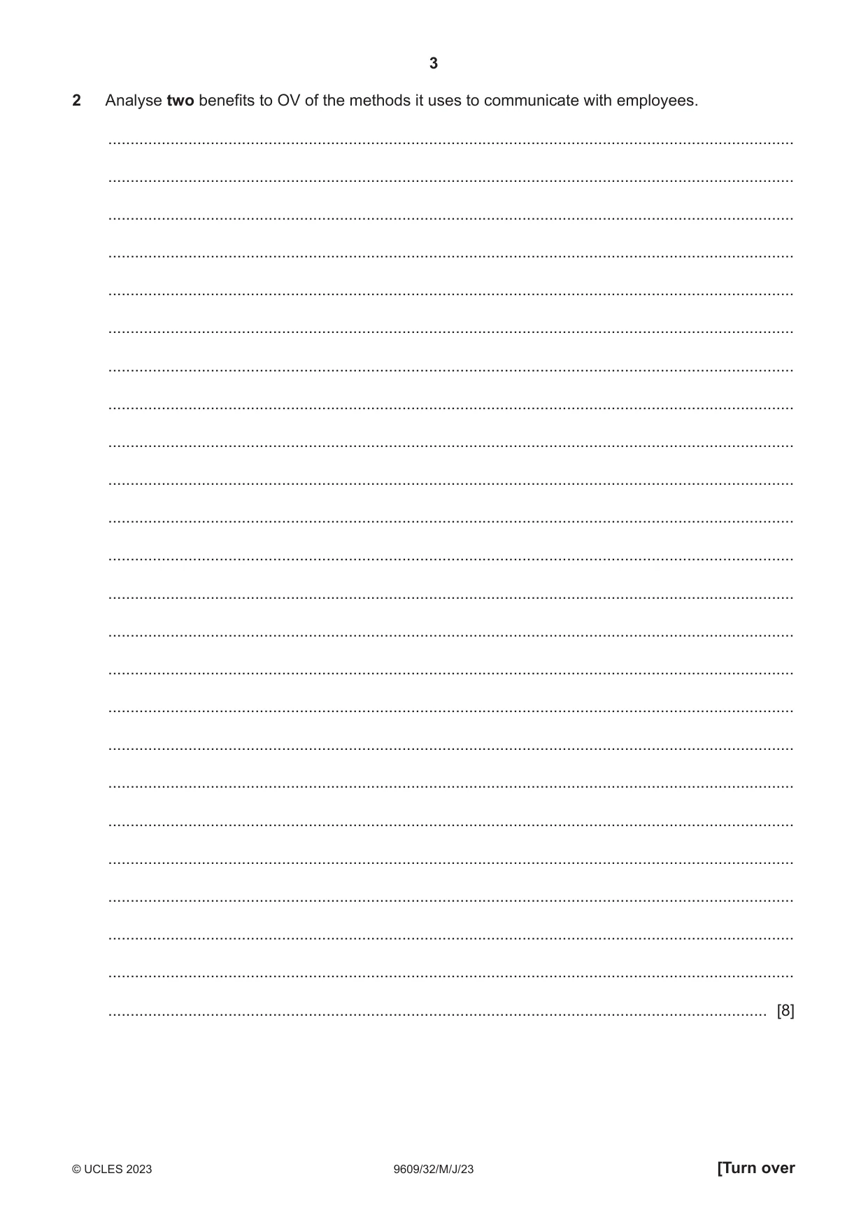 Cambridge A Level Business (for first examination in 2016) 9609 2023 May/June Paper 3 · Variant 2 question paper, page 3 of 12