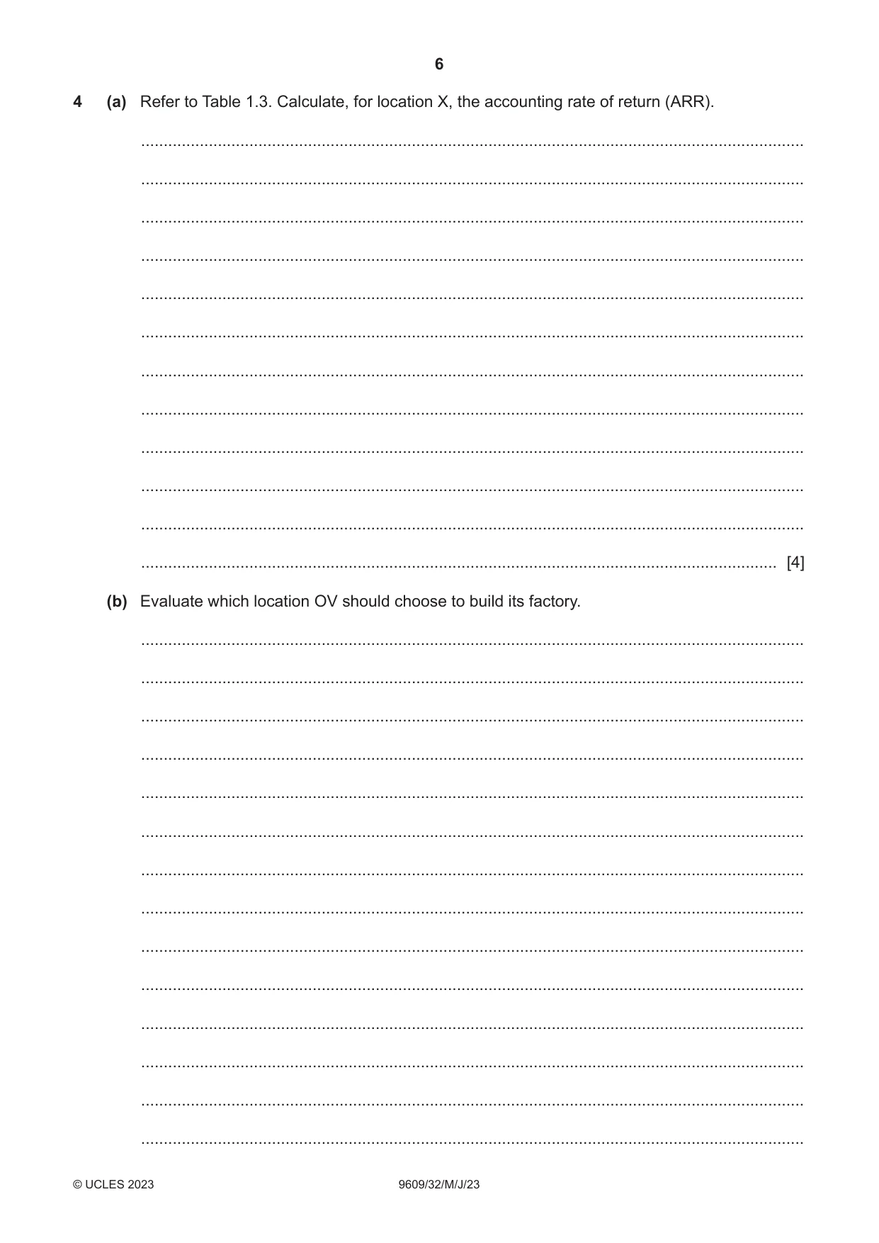 Cambridge A Level Business (for first examination in 2016) 9609 2023 May/June Paper 3 · Variant 2 question paper, page 6 of 12