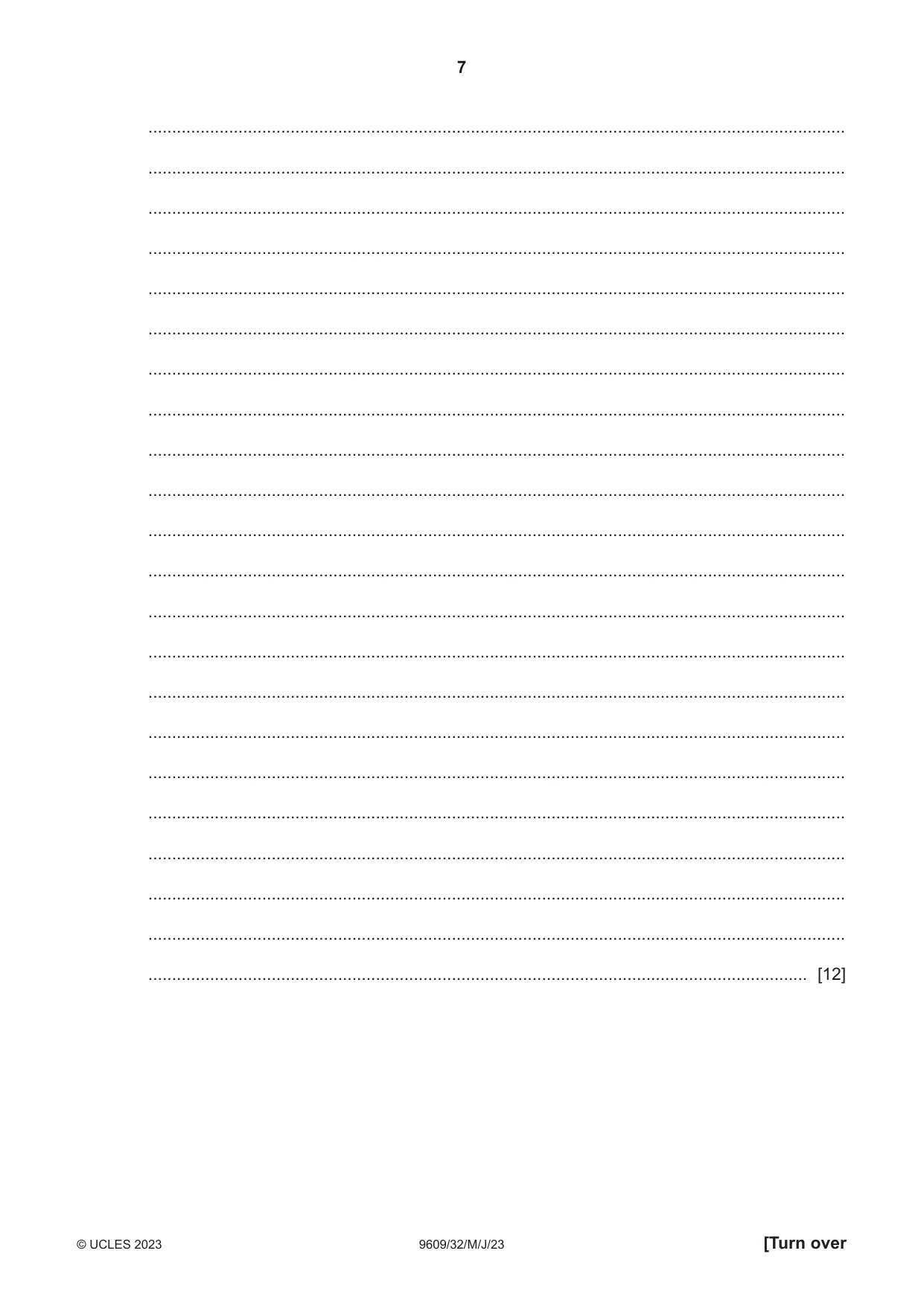 Cambridge A Level Business (for first examination in 2016) 9609 2023 May/June Paper 3 · Variant 2 question paper, page 7 of 12