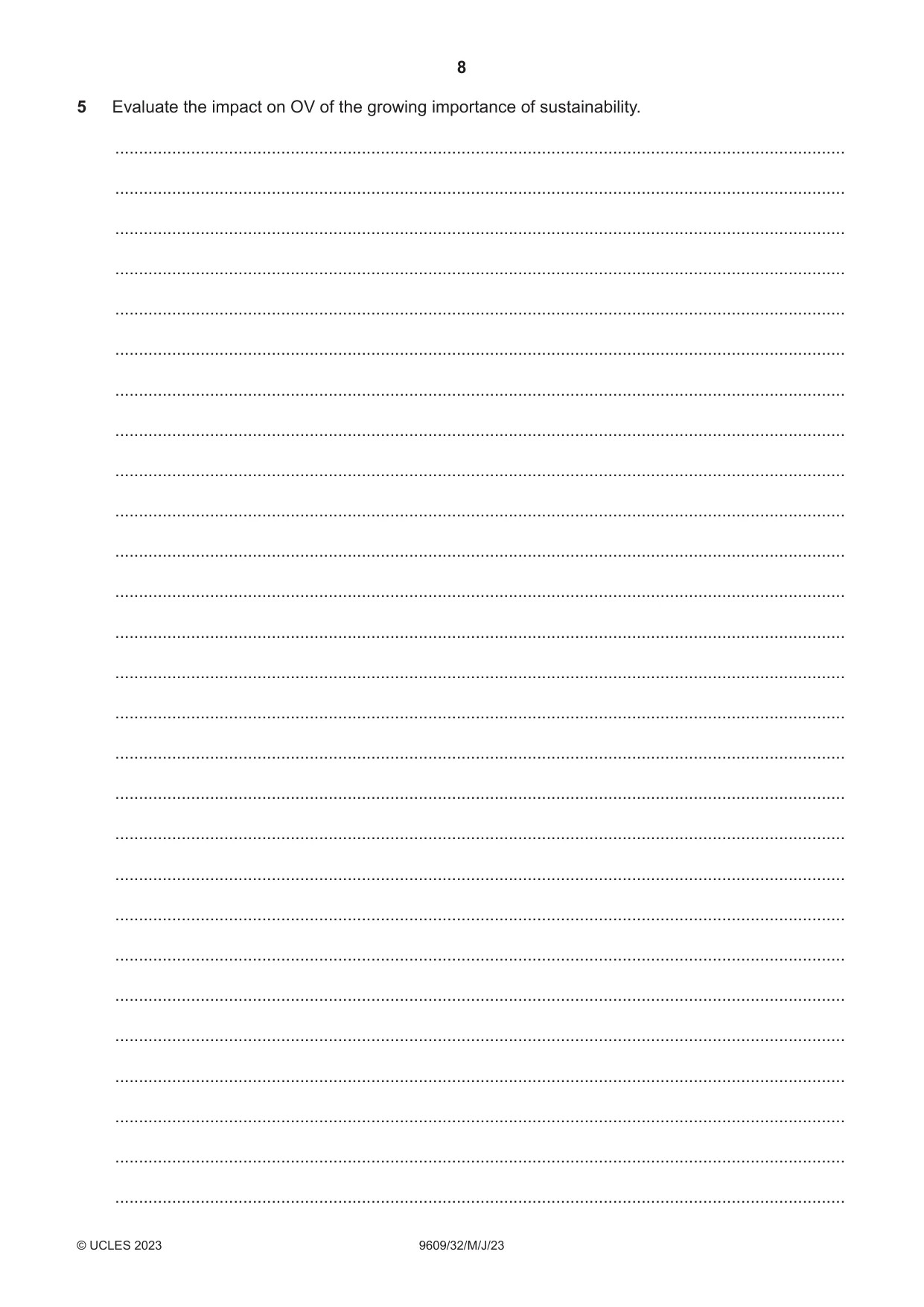 Cambridge A Level Business (for first examination in 2016) 9609 2023 May/June Paper 3 · Variant 2 question paper, page 8 of 12