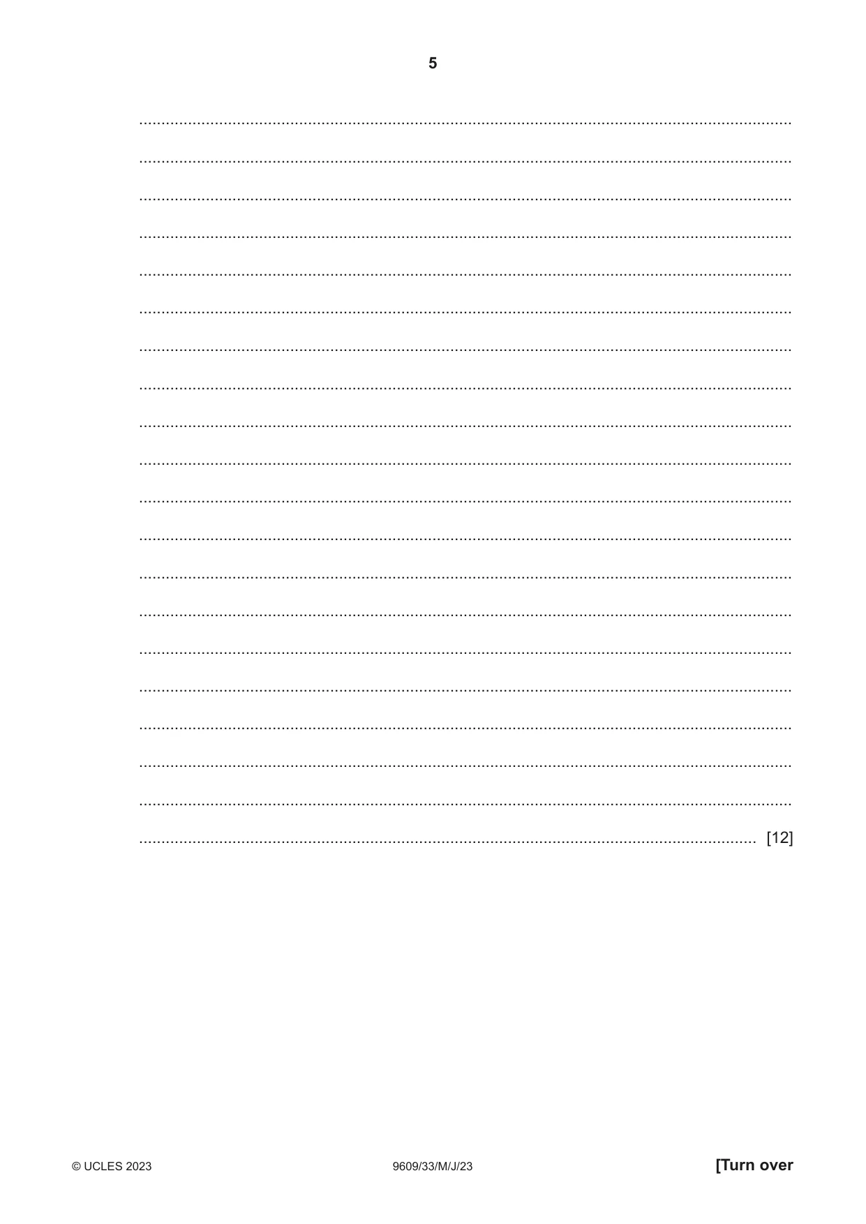 Cambridge A Level Business (for first examination in 2016) 9609 2023 May/June Paper 3 · Variant 3 question paper, page 5 of 12