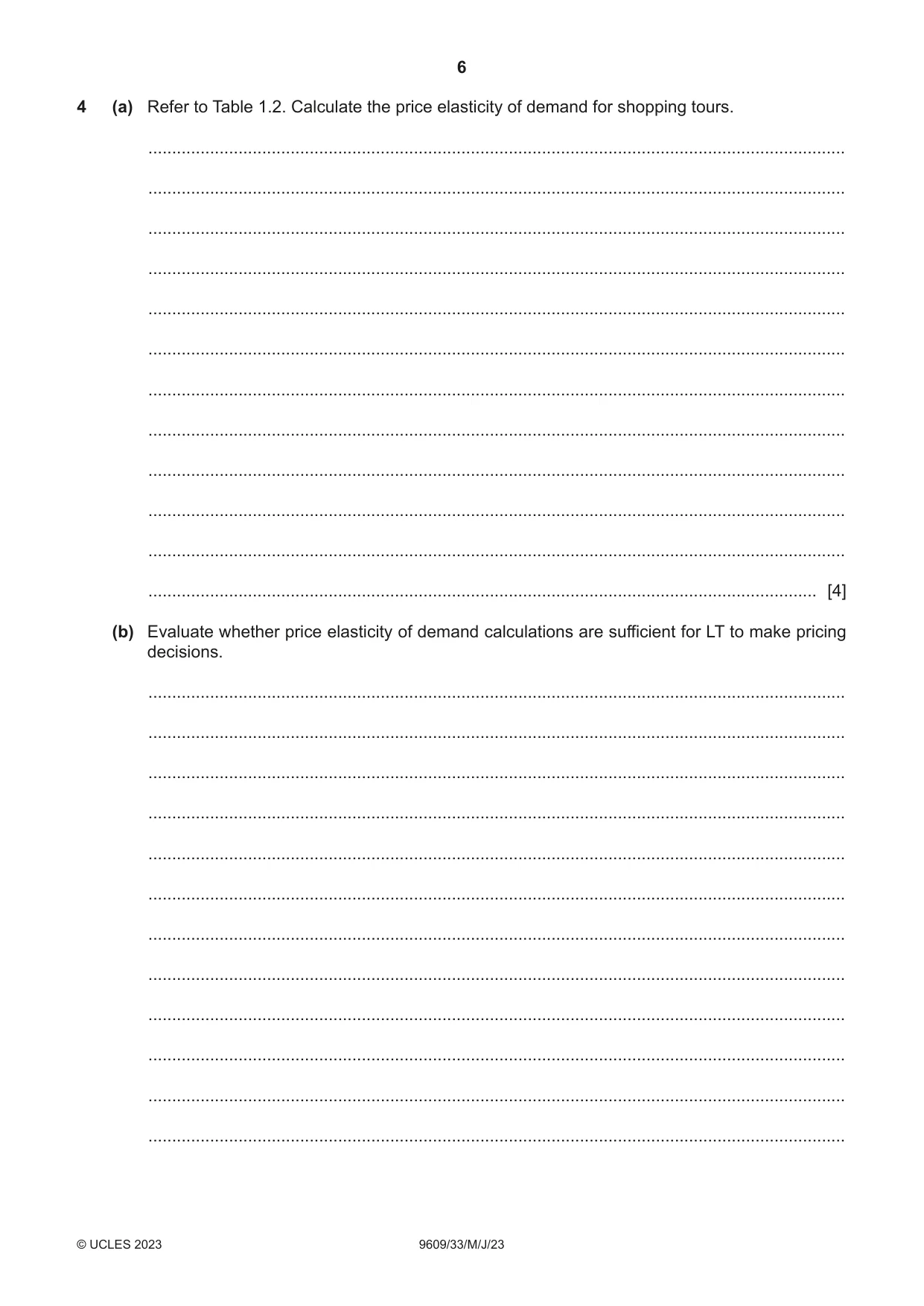 Cambridge A Level Business (for first examination in 2016) 9609 2023 May/June Paper 3 · Variant 3 question paper, page 6 of 12