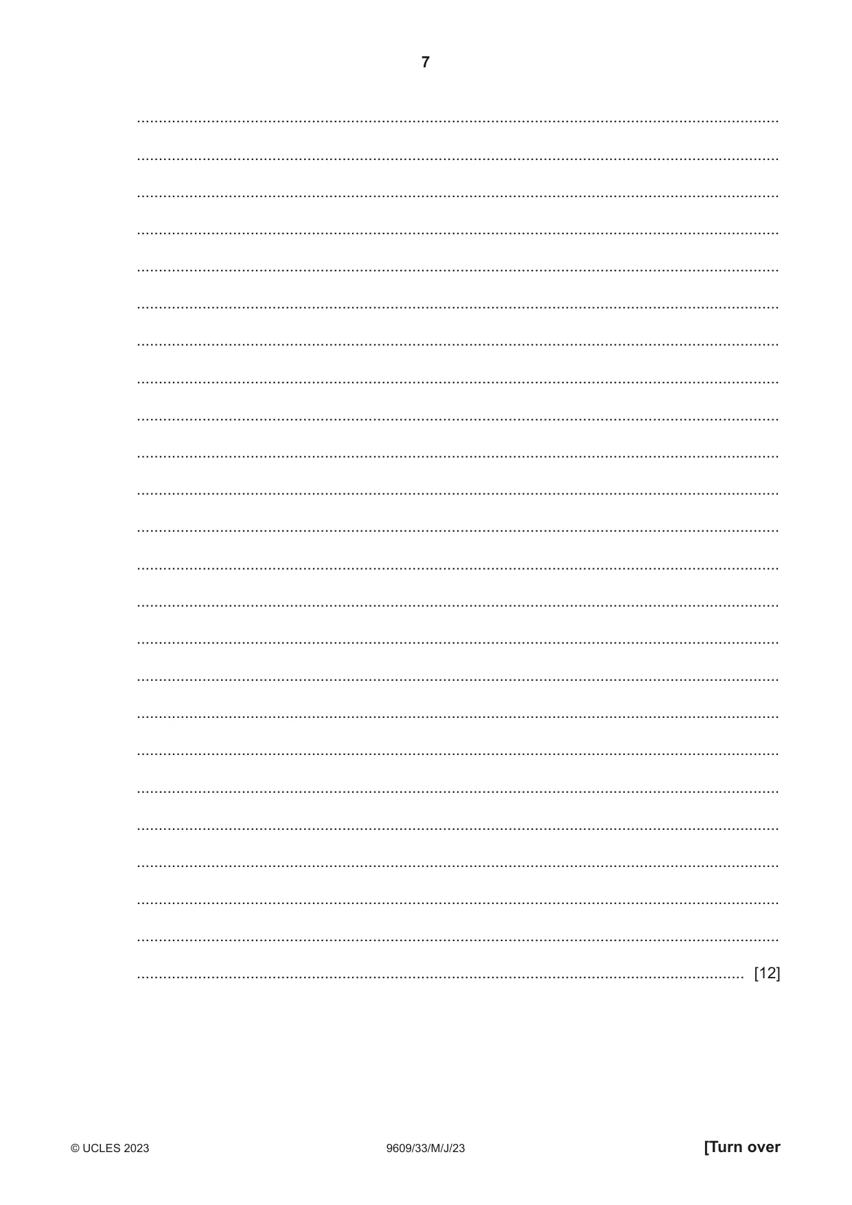 Cambridge A Level Business (for first examination in 2016) 9609 2023 May/June Paper 3 · Variant 3 question paper, page 7 of 12