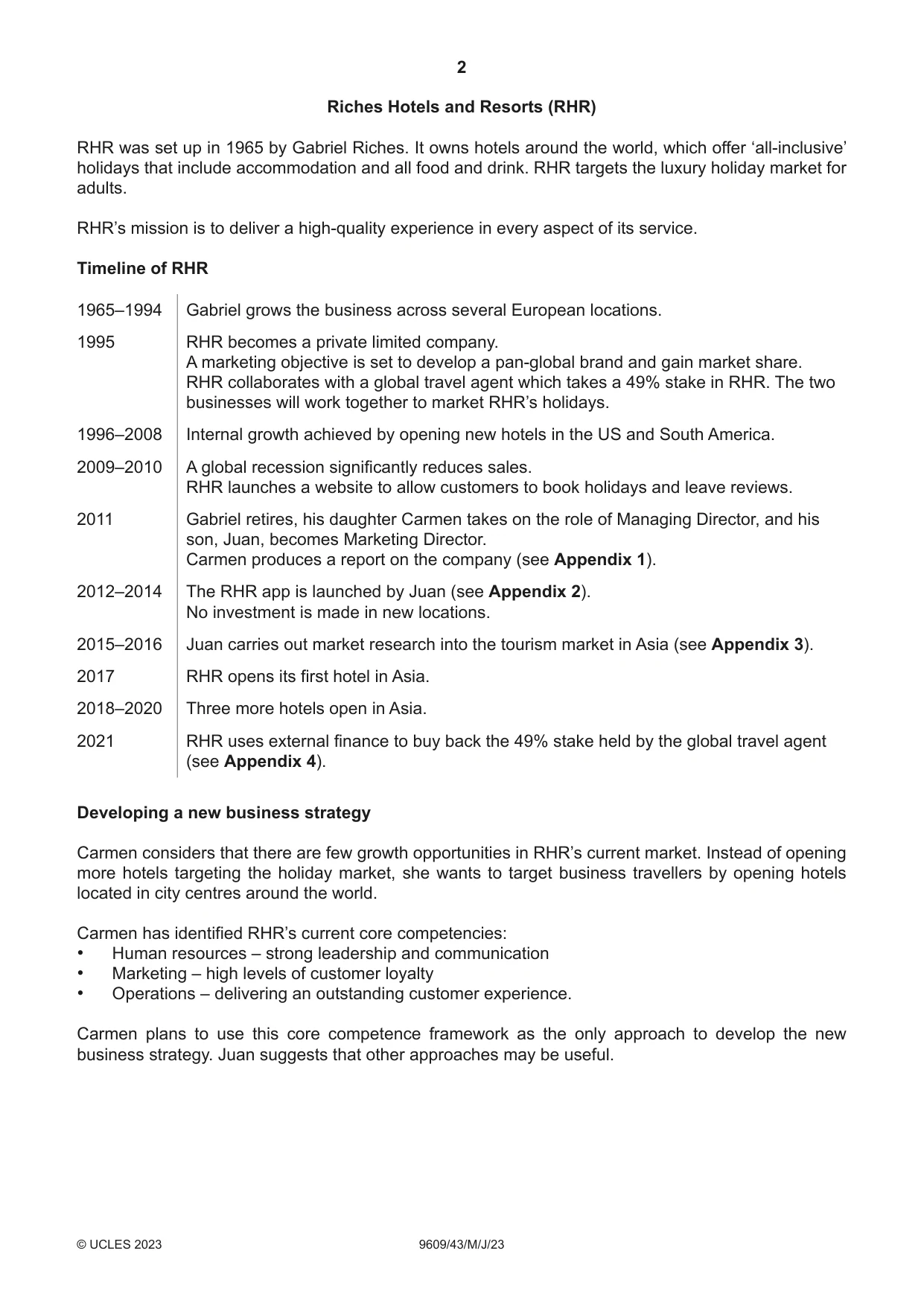 Cambridge A Level Business (for first examination in 2016) 9609 2023 May/June Paper 4 · Variant 3 question paper, page 2 of 4