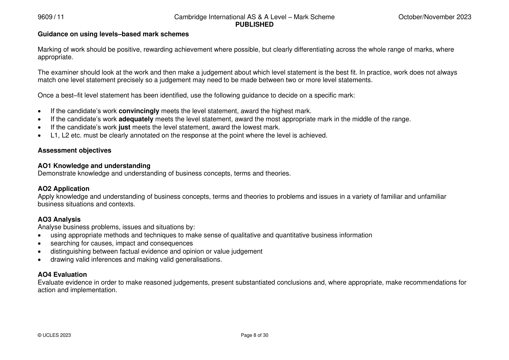 Mark scheme, page 8 of 30