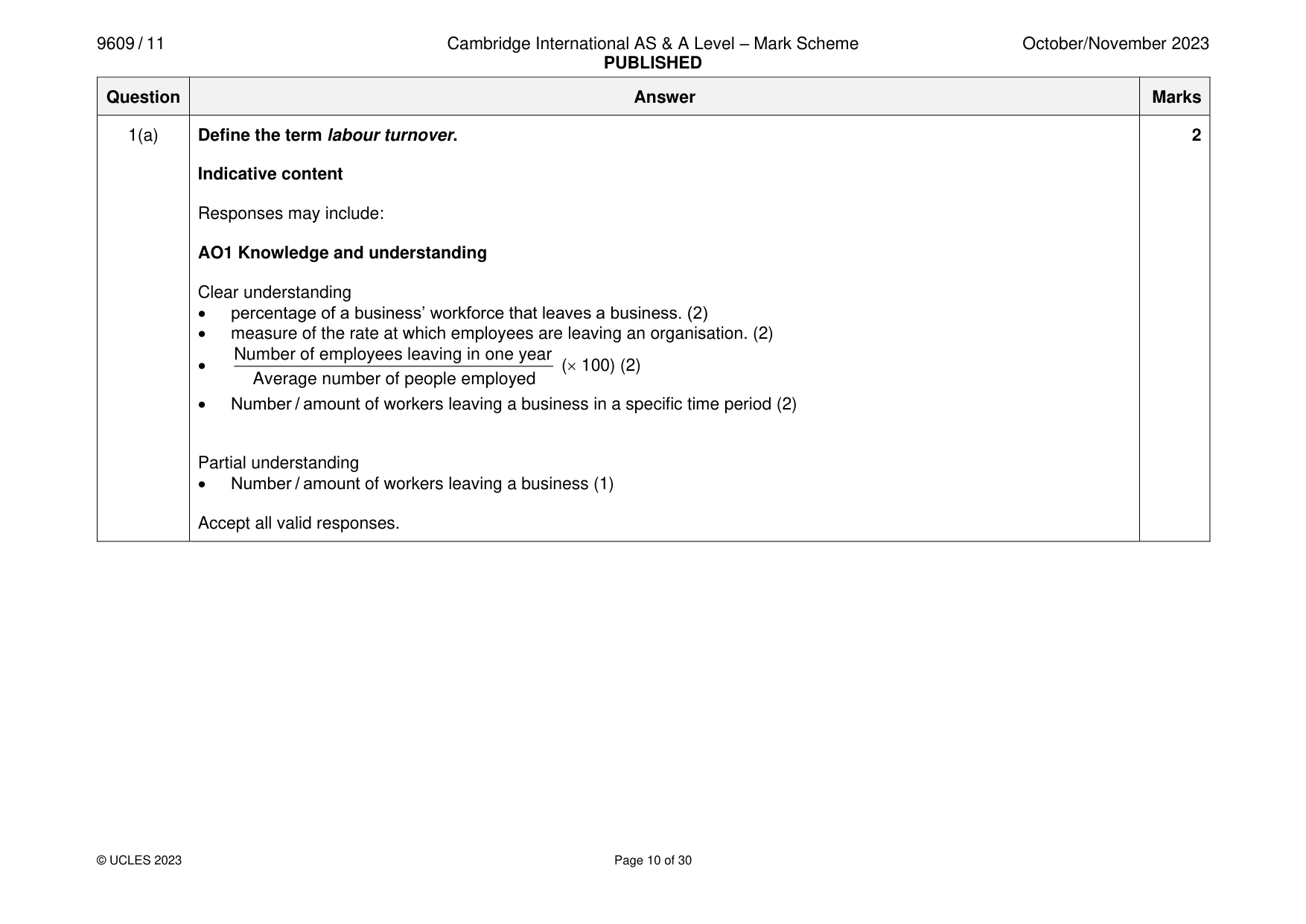 Mark scheme, page 10 of 30
