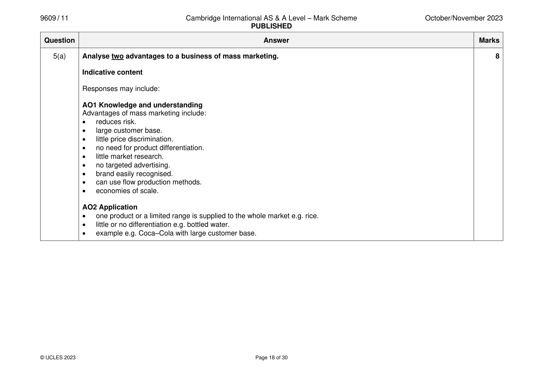 Mark scheme, page 18 of 30