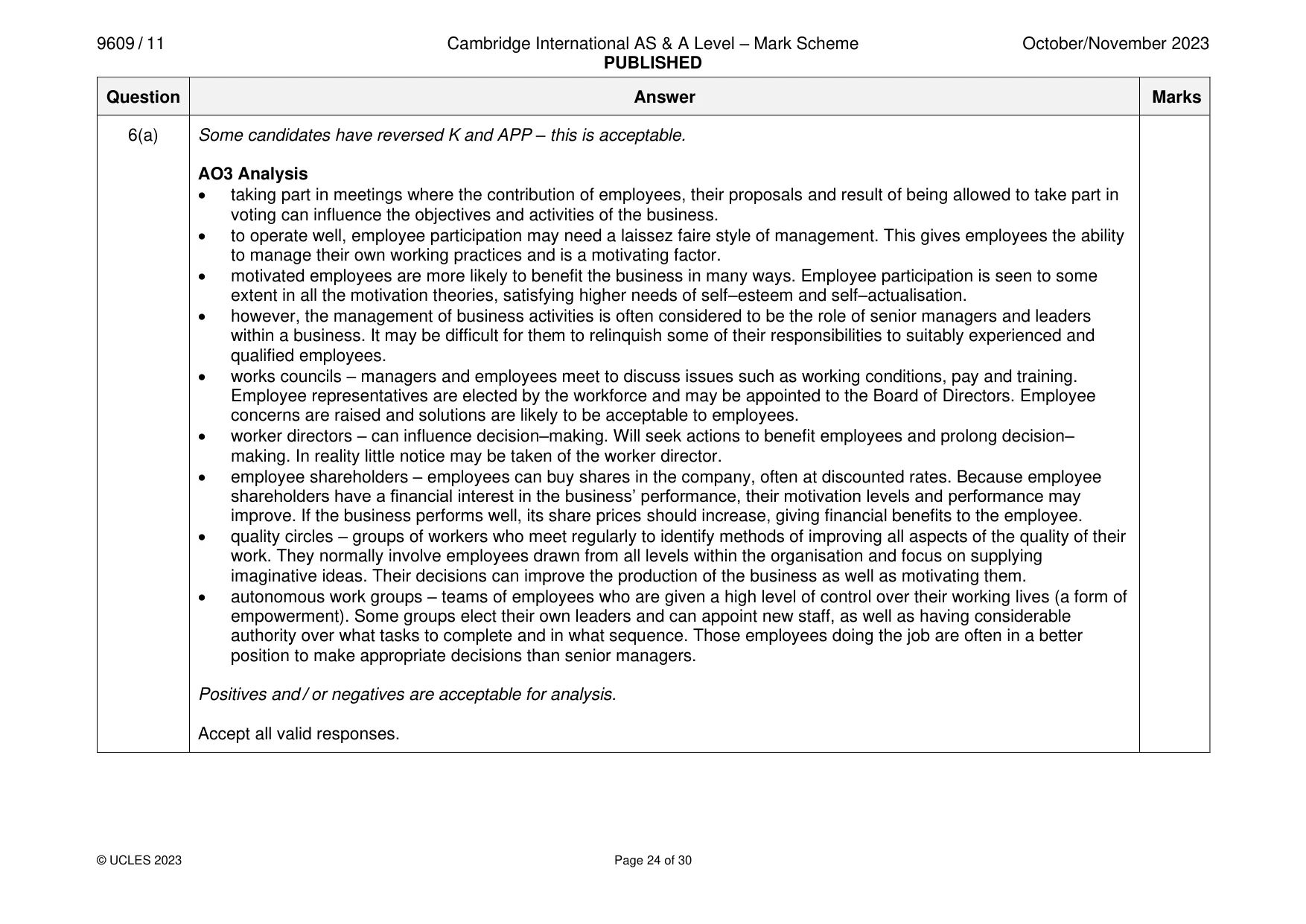 Mark scheme, page 24 of 30