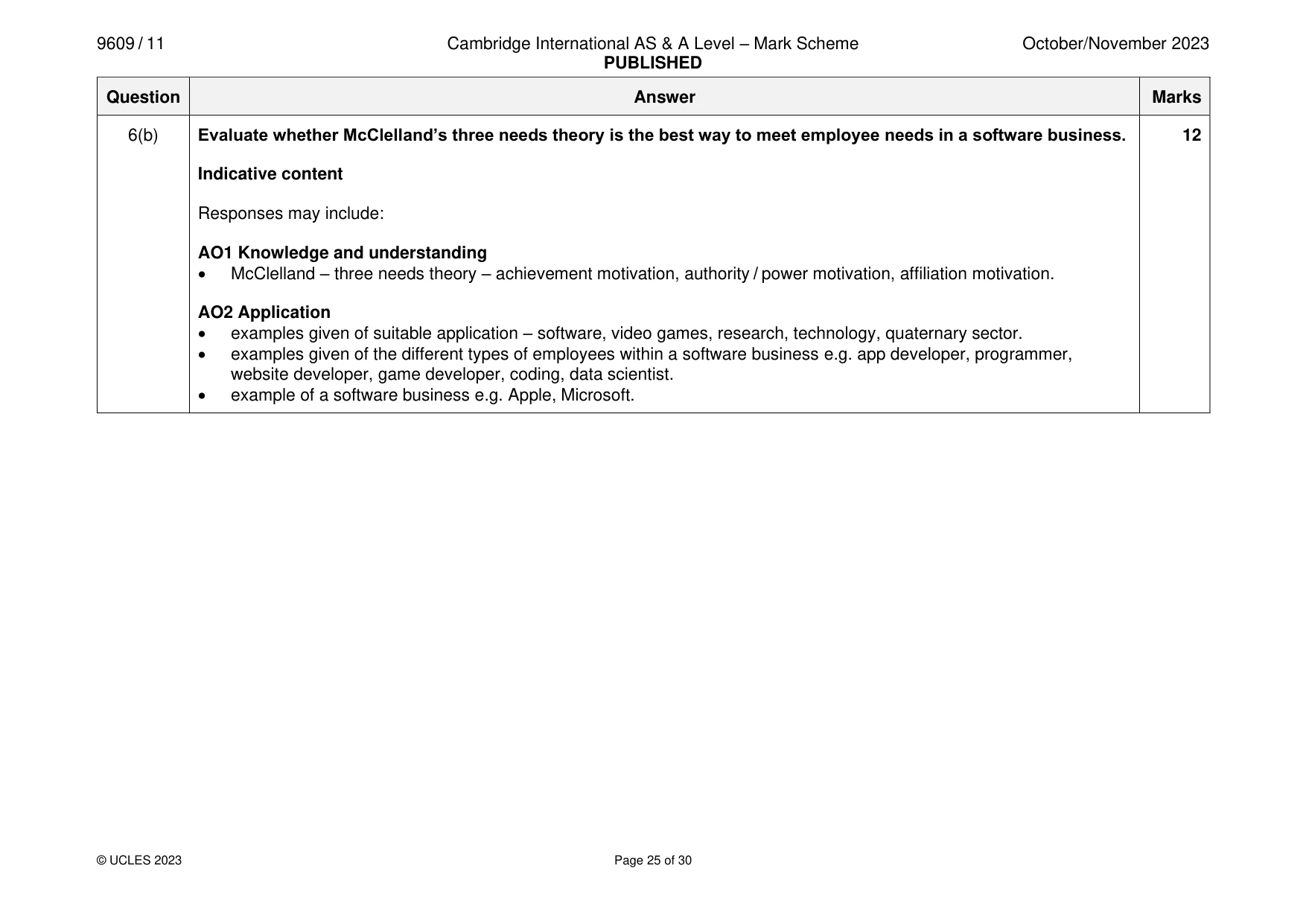 Mark scheme, page 25 of 30