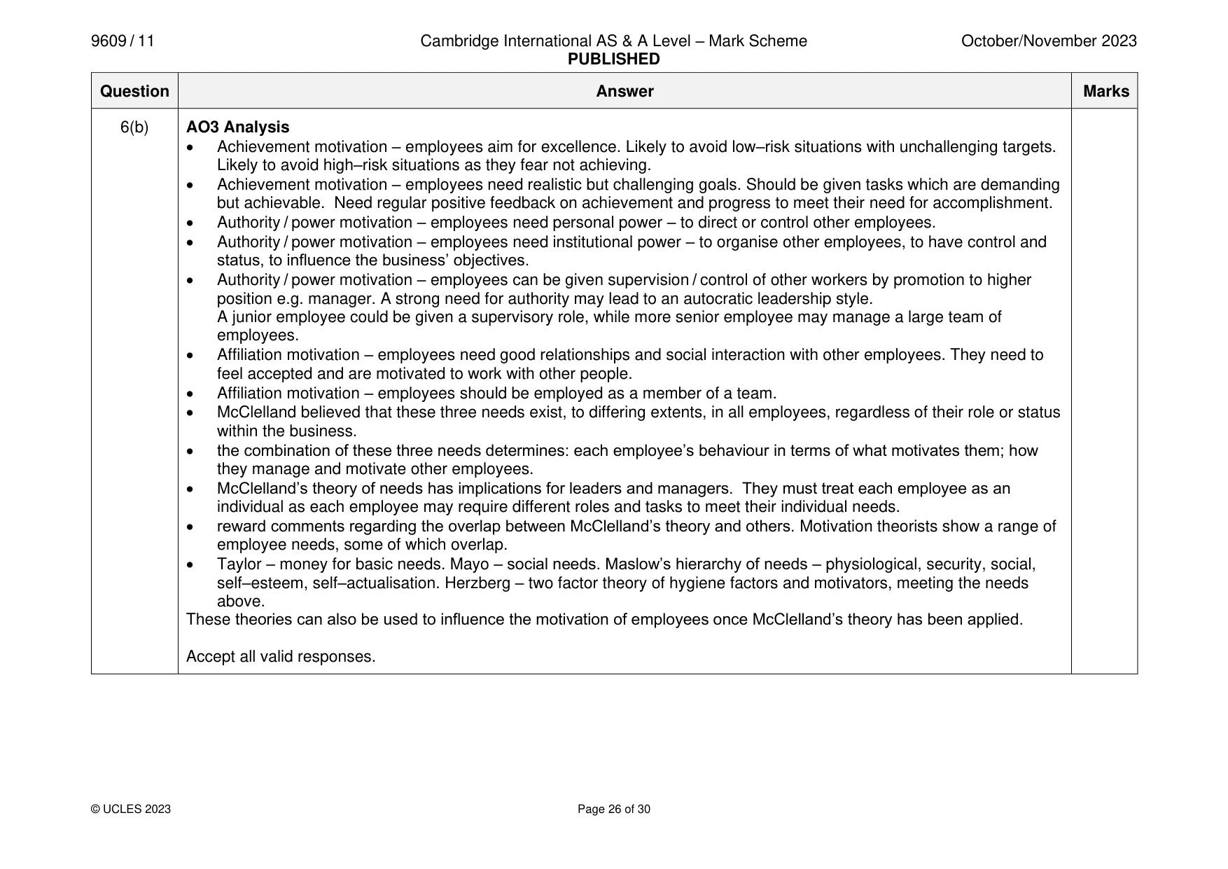 Mark scheme, page 26 of 30