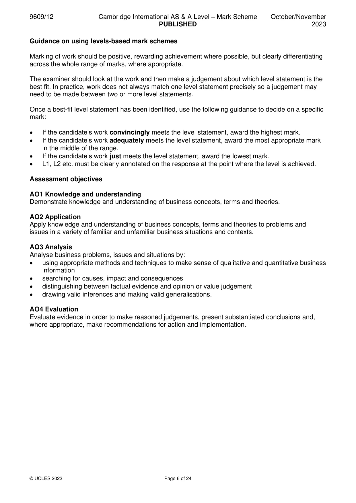 Mark scheme, page 6 of 24