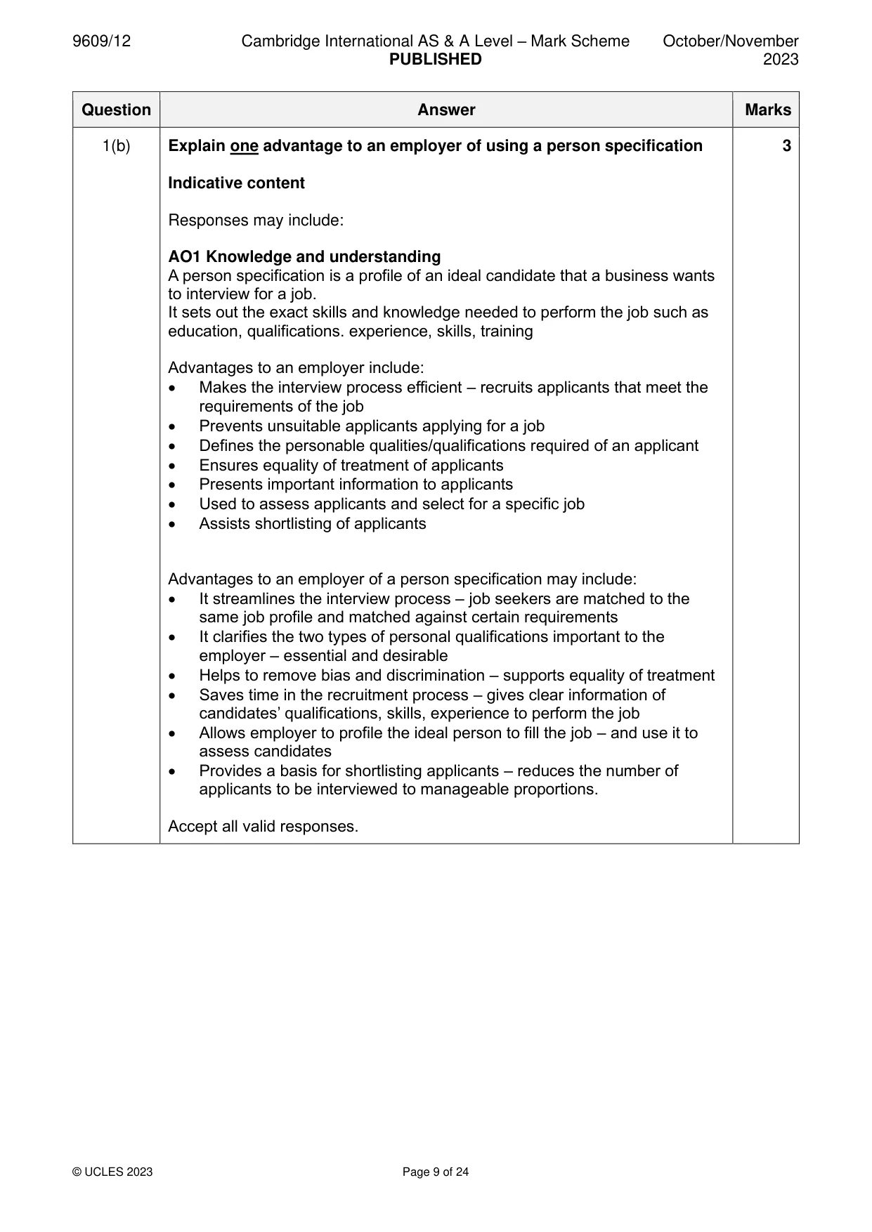 Mark scheme, page 9 of 24