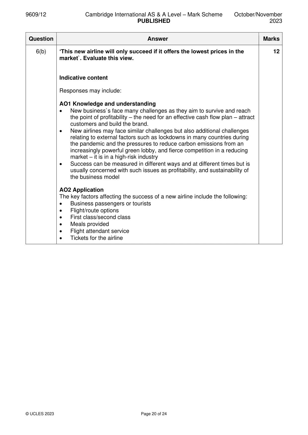 Mark scheme, page 20 of 24