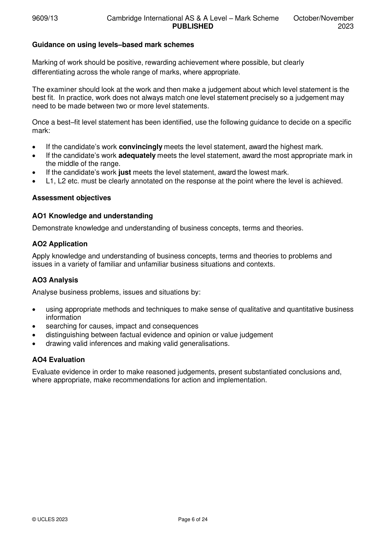 Mark scheme, page 6 of 24
