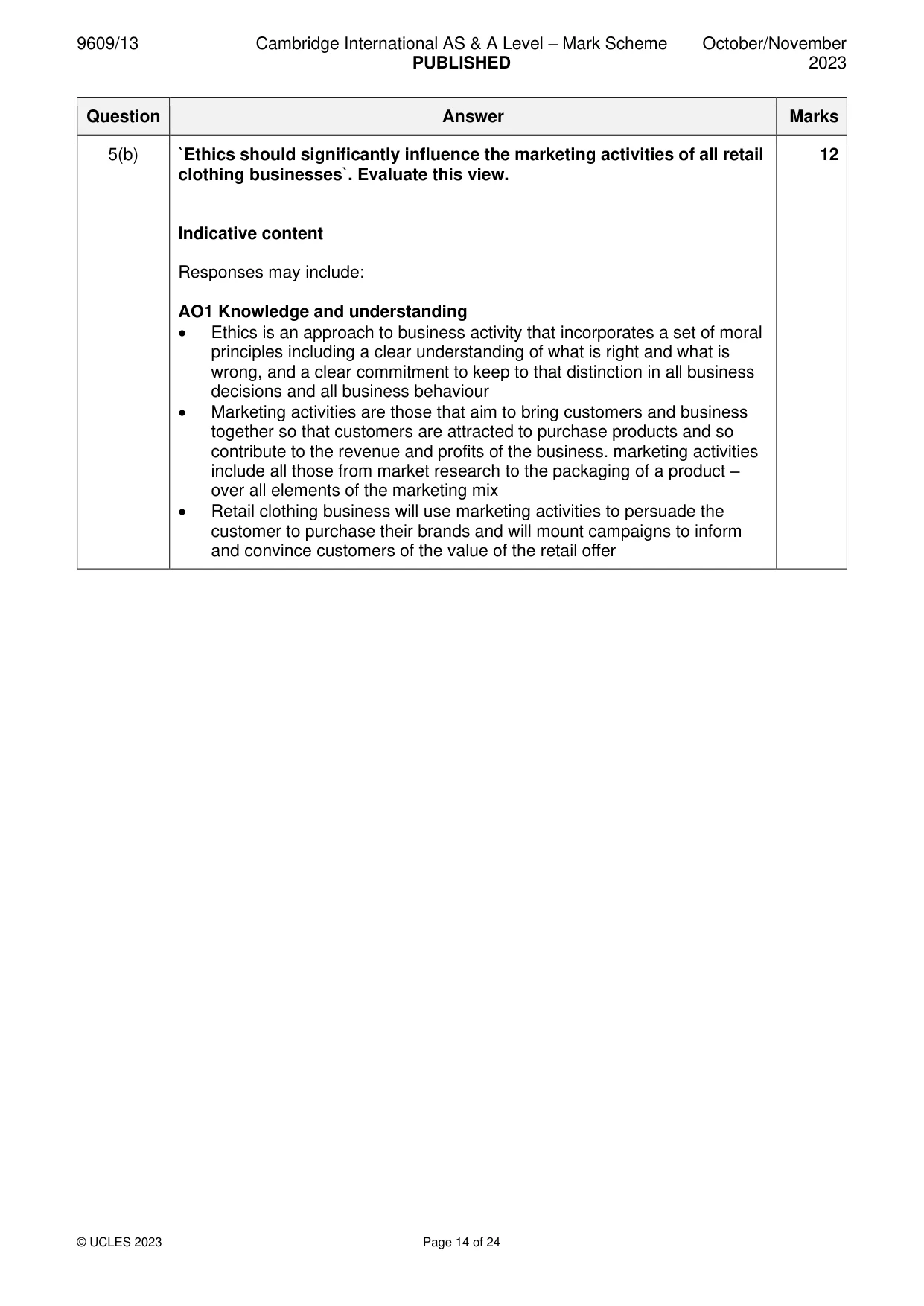 Mark scheme, page 14 of 24