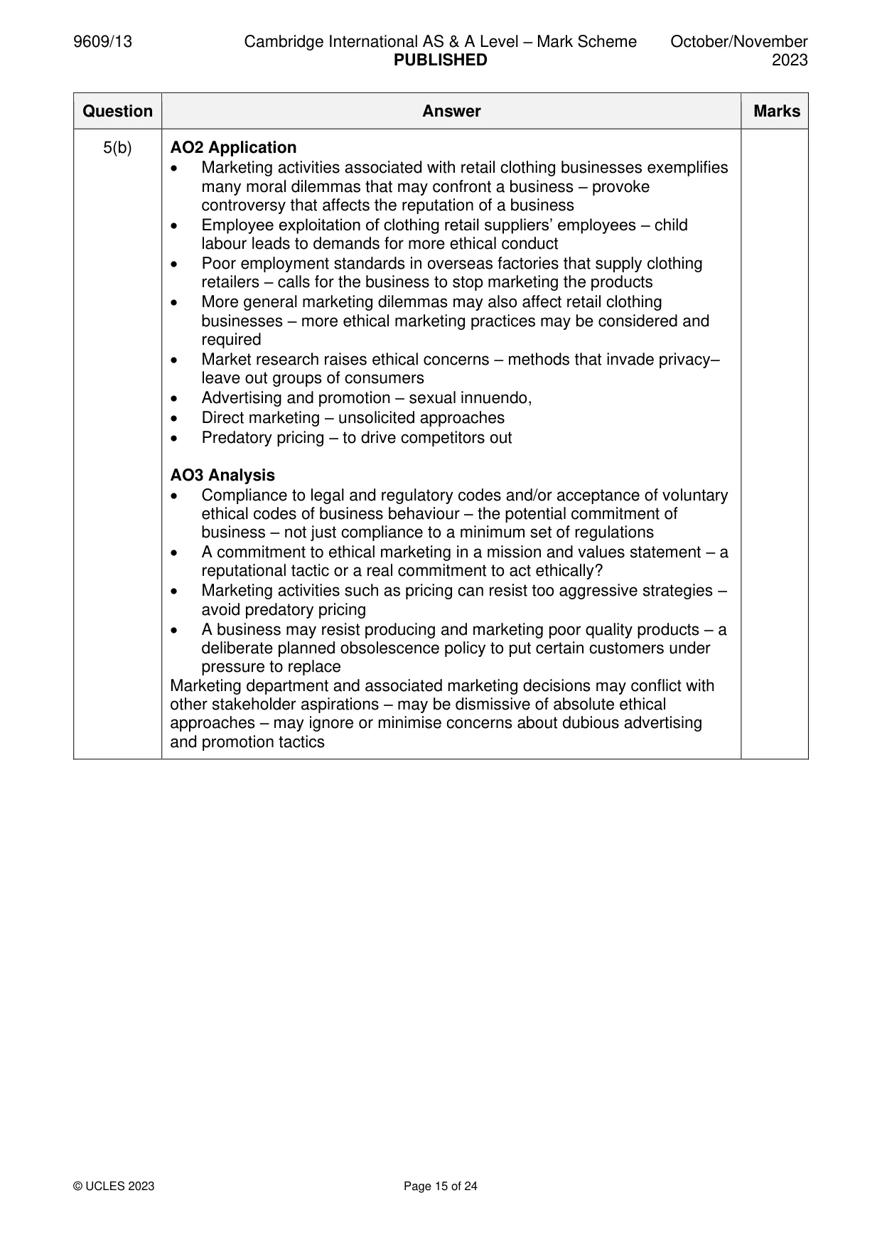 Mark scheme, page 15 of 24