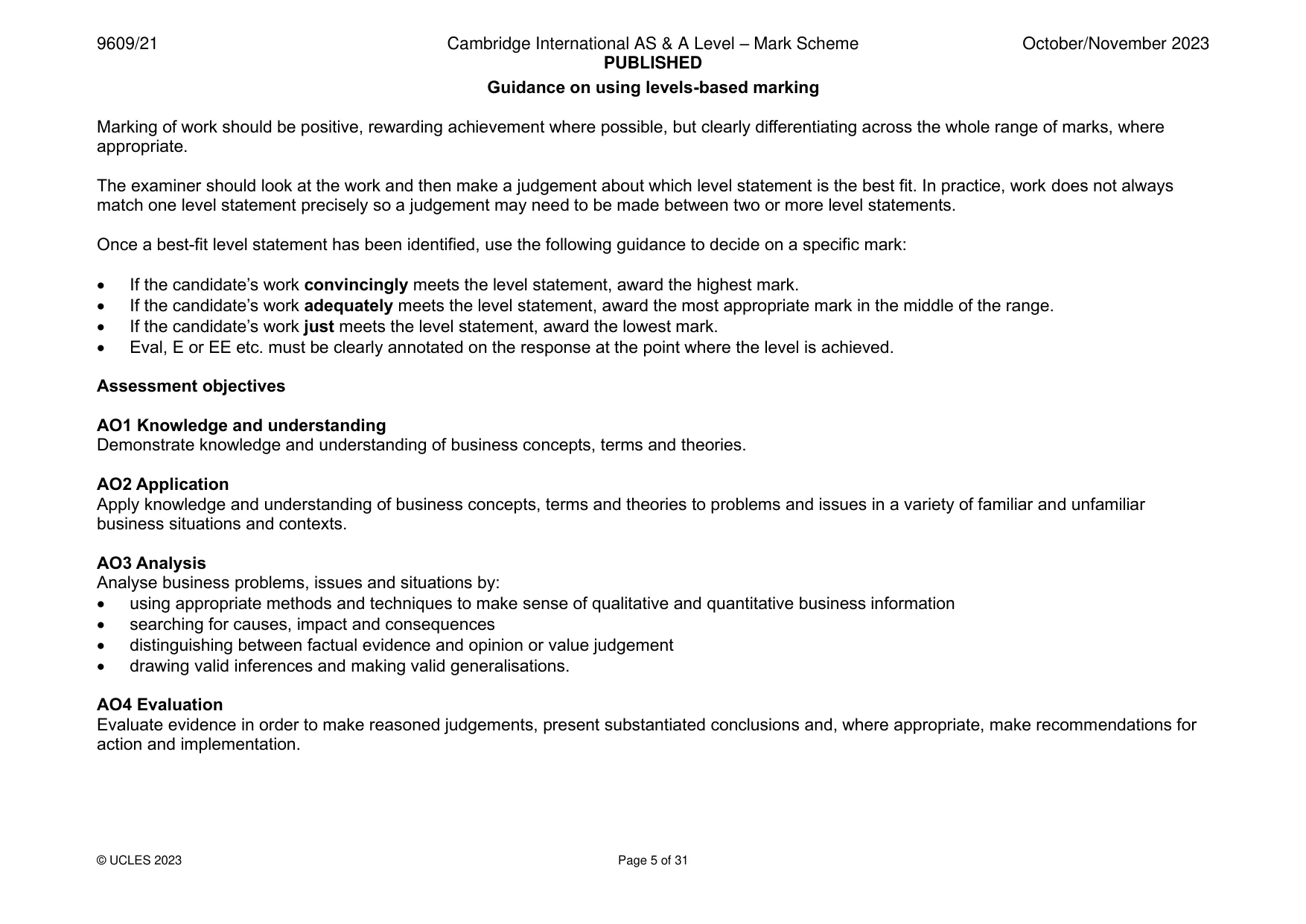 Mark scheme, page 5 of 31