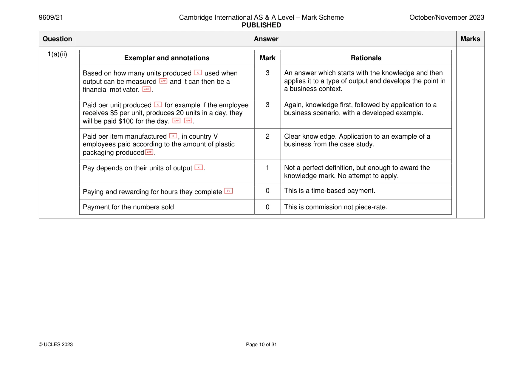 Mark scheme, page 10 of 31