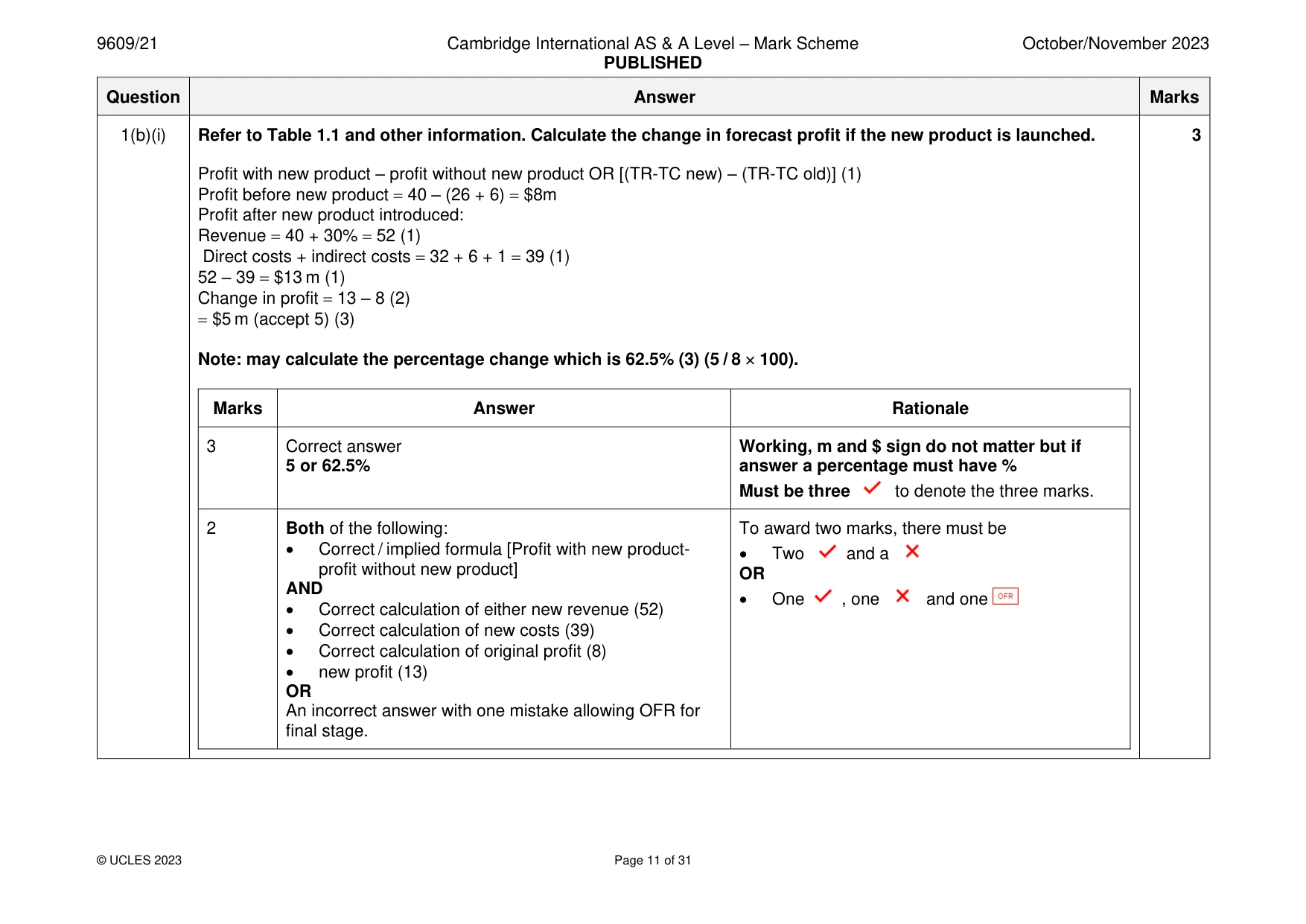 Mark scheme, page 11 of 31