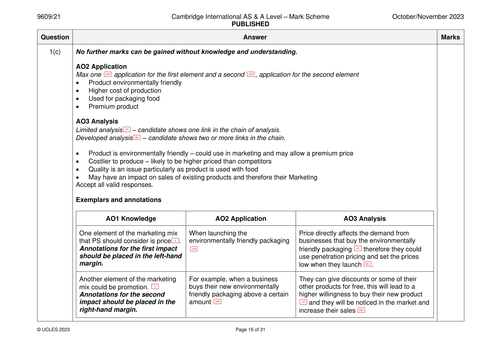 Mark scheme, page 16 of 31