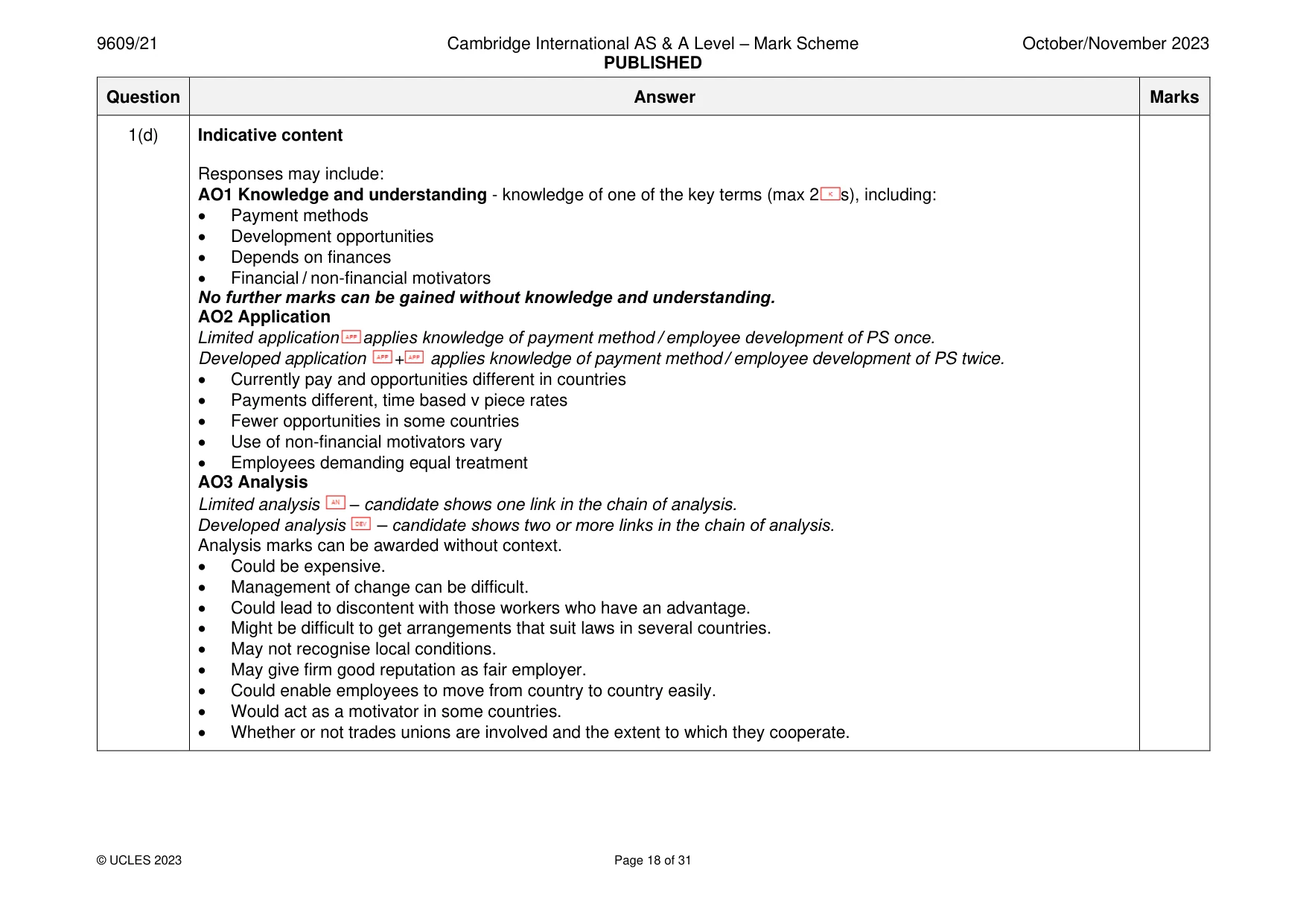 Mark scheme, page 18 of 31