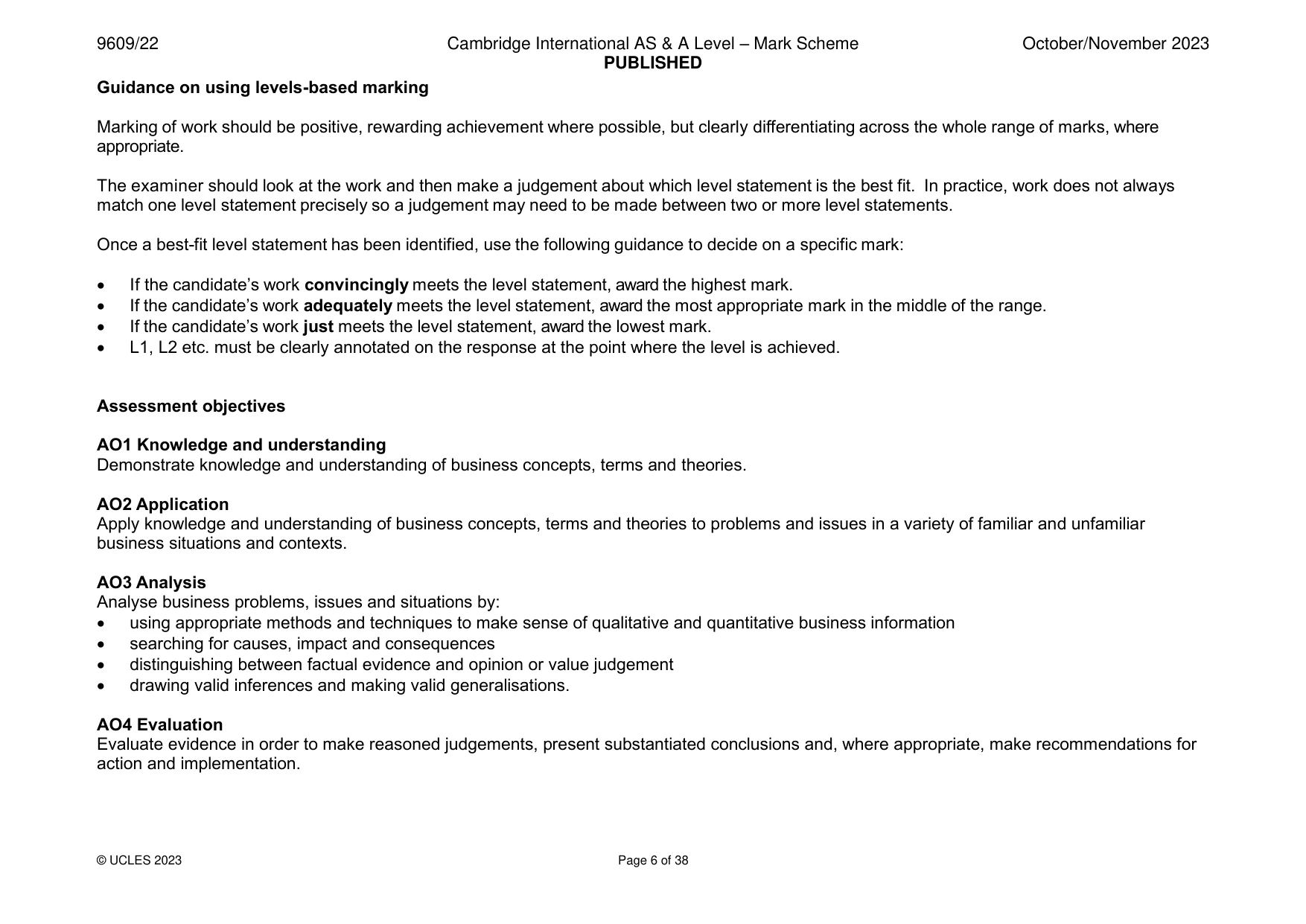 Mark scheme, page 6 of 38