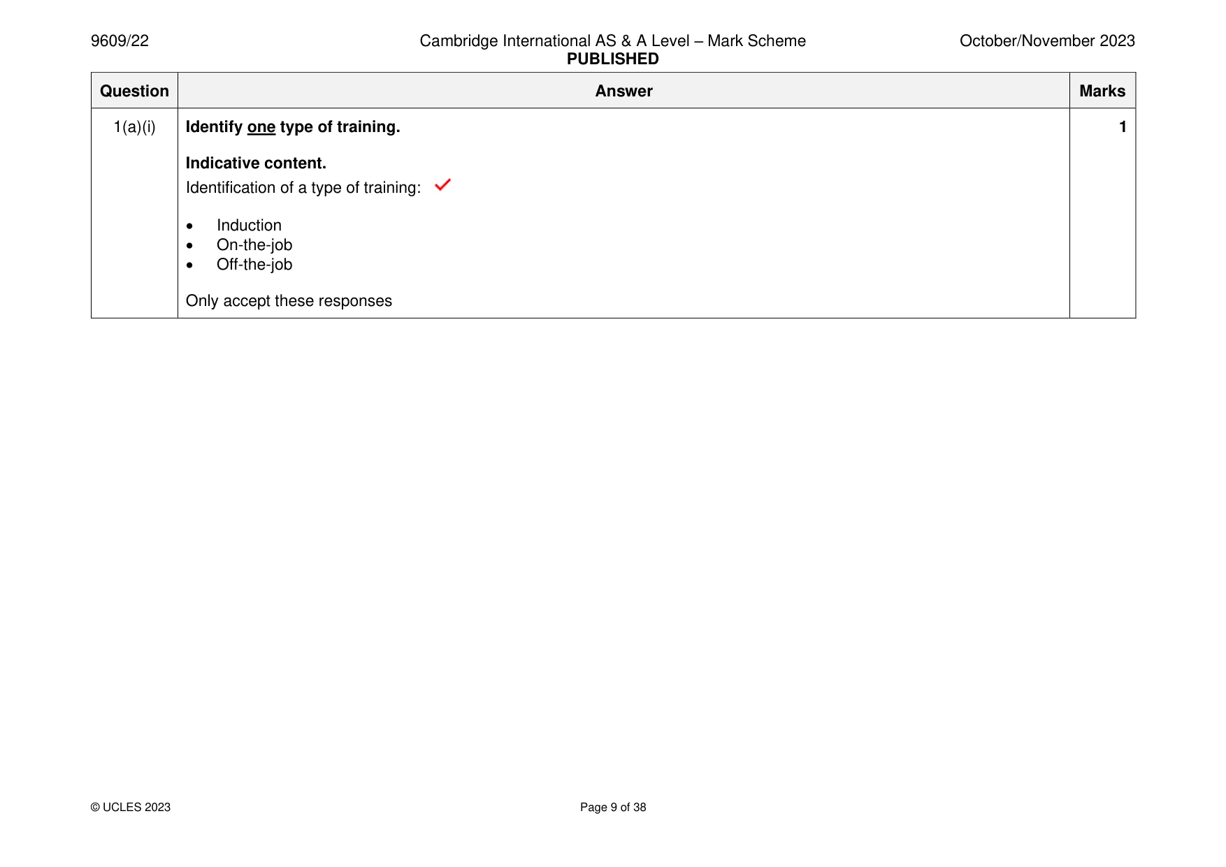 Mark scheme, page 9 of 38