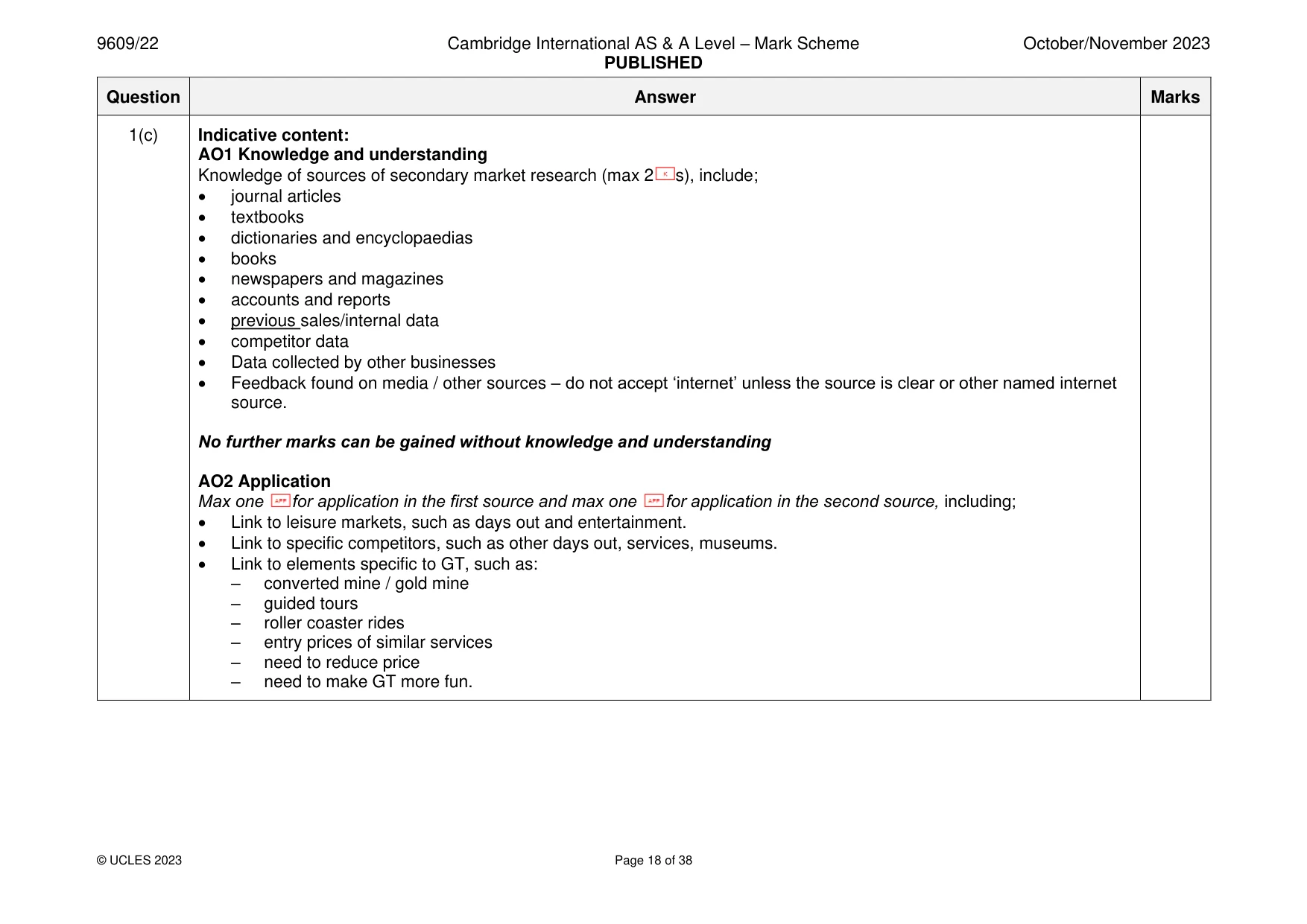 Mark scheme, page 18 of 38