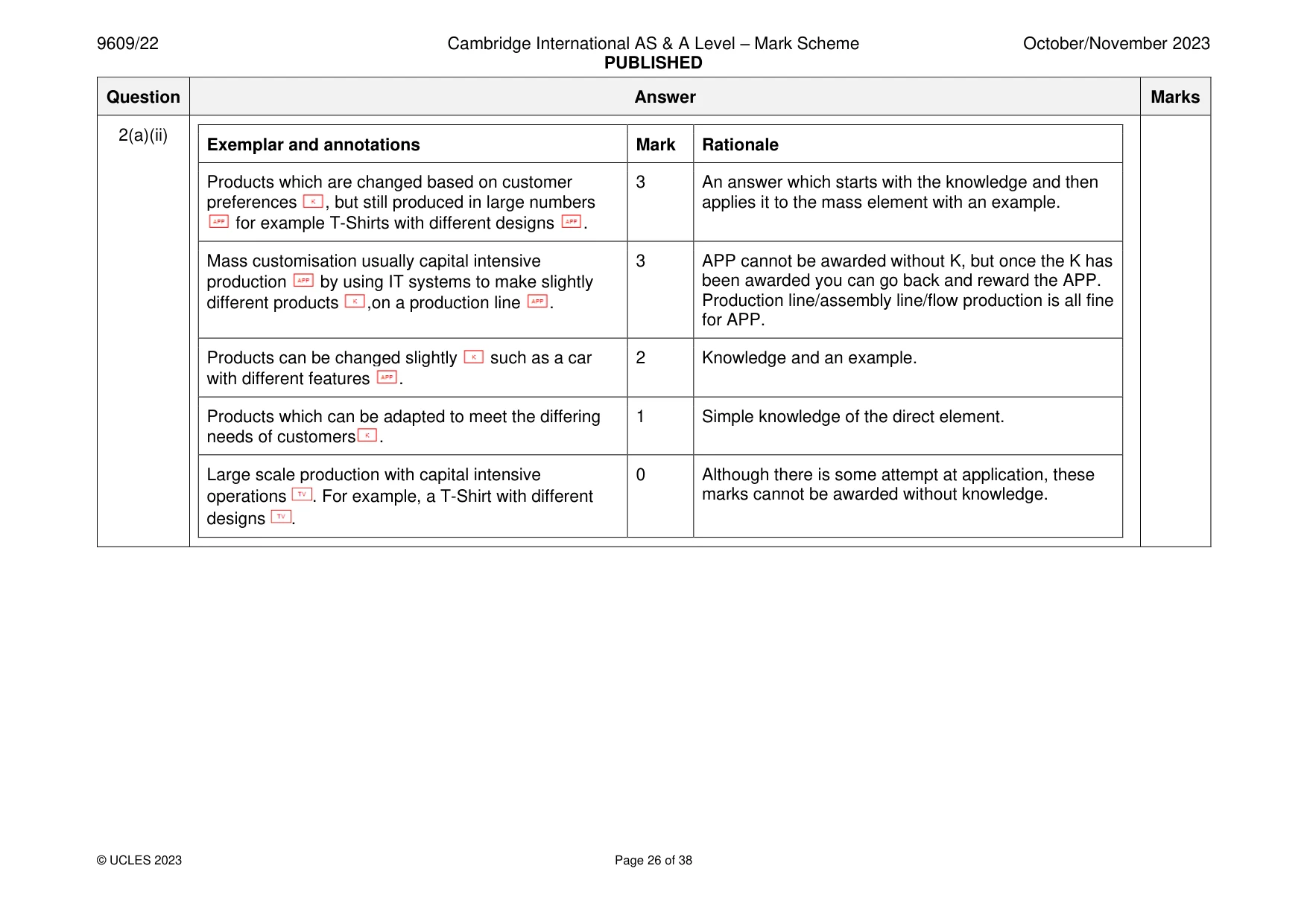 Mark scheme, page 26 of 38