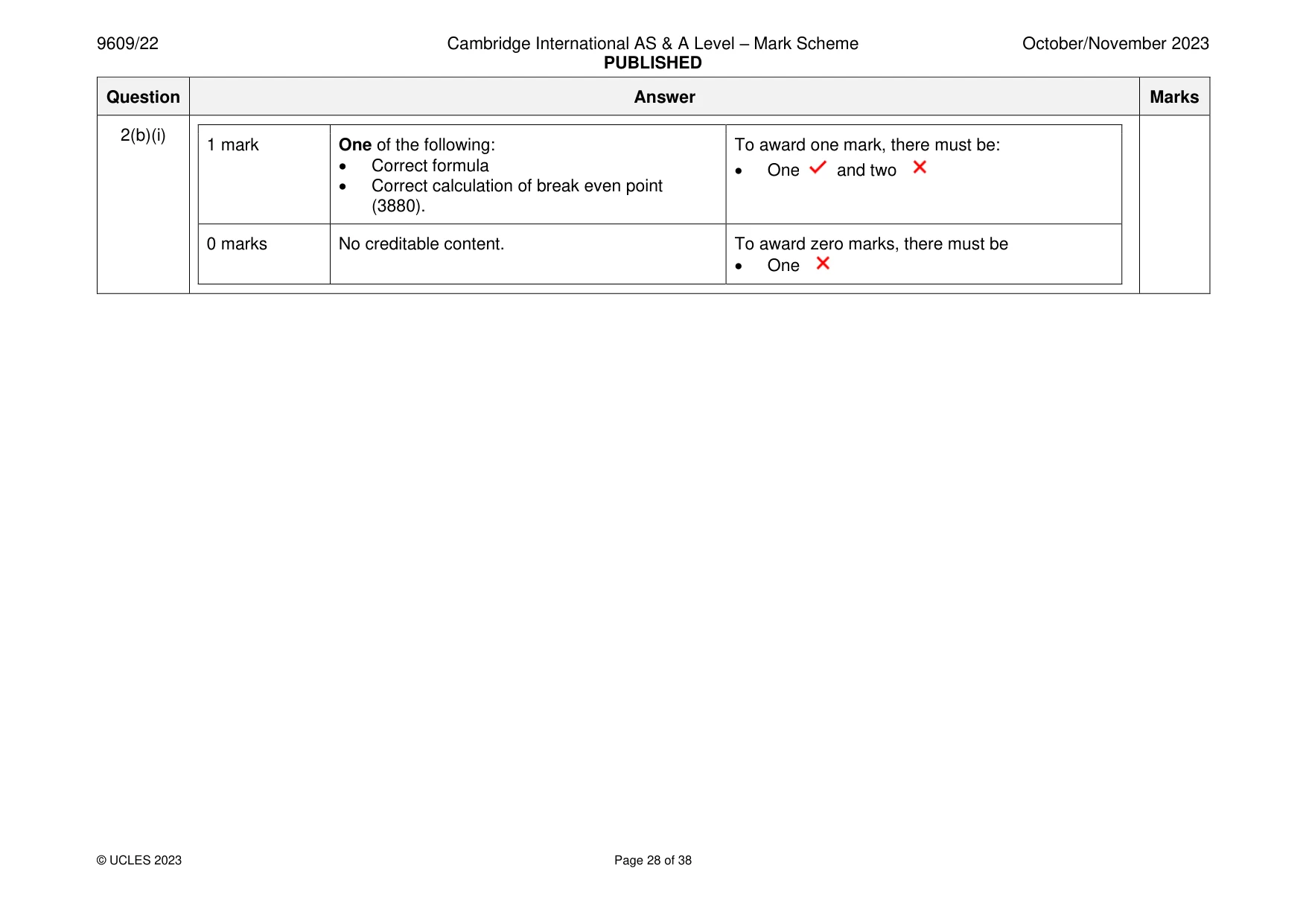 Mark scheme, page 28 of 38