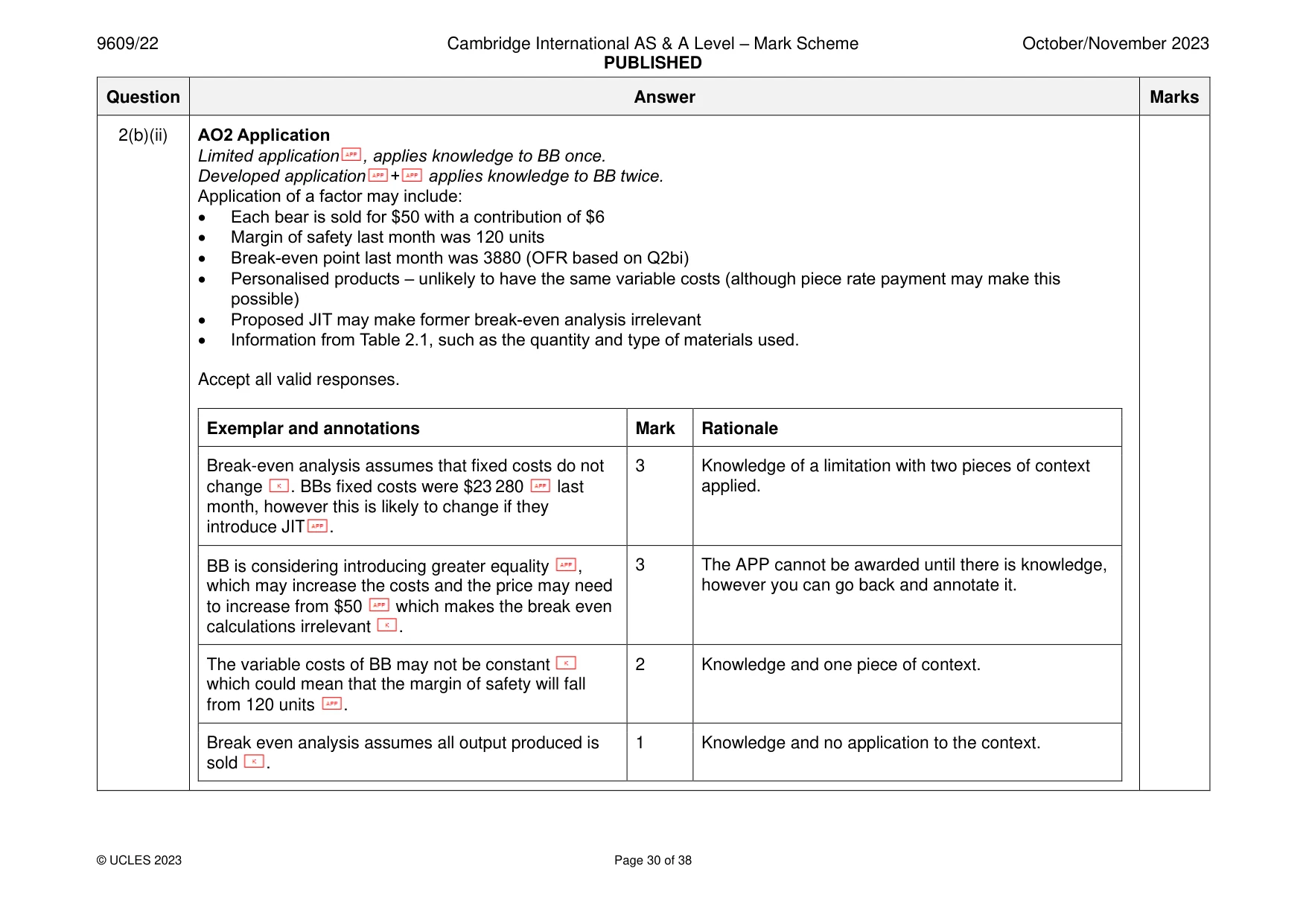 Mark scheme, page 30 of 38