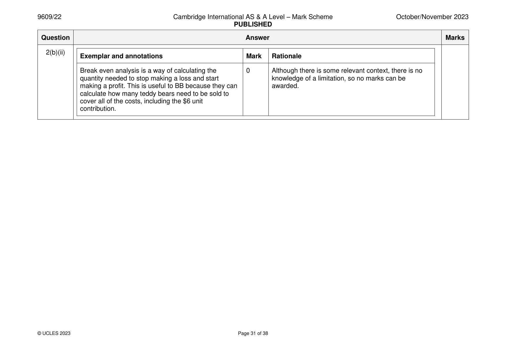 Mark scheme, page 31 of 38