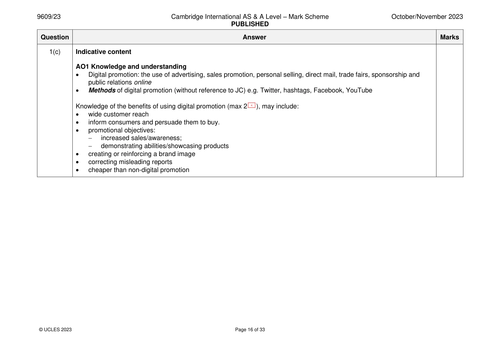Mark scheme, page 16 of 33