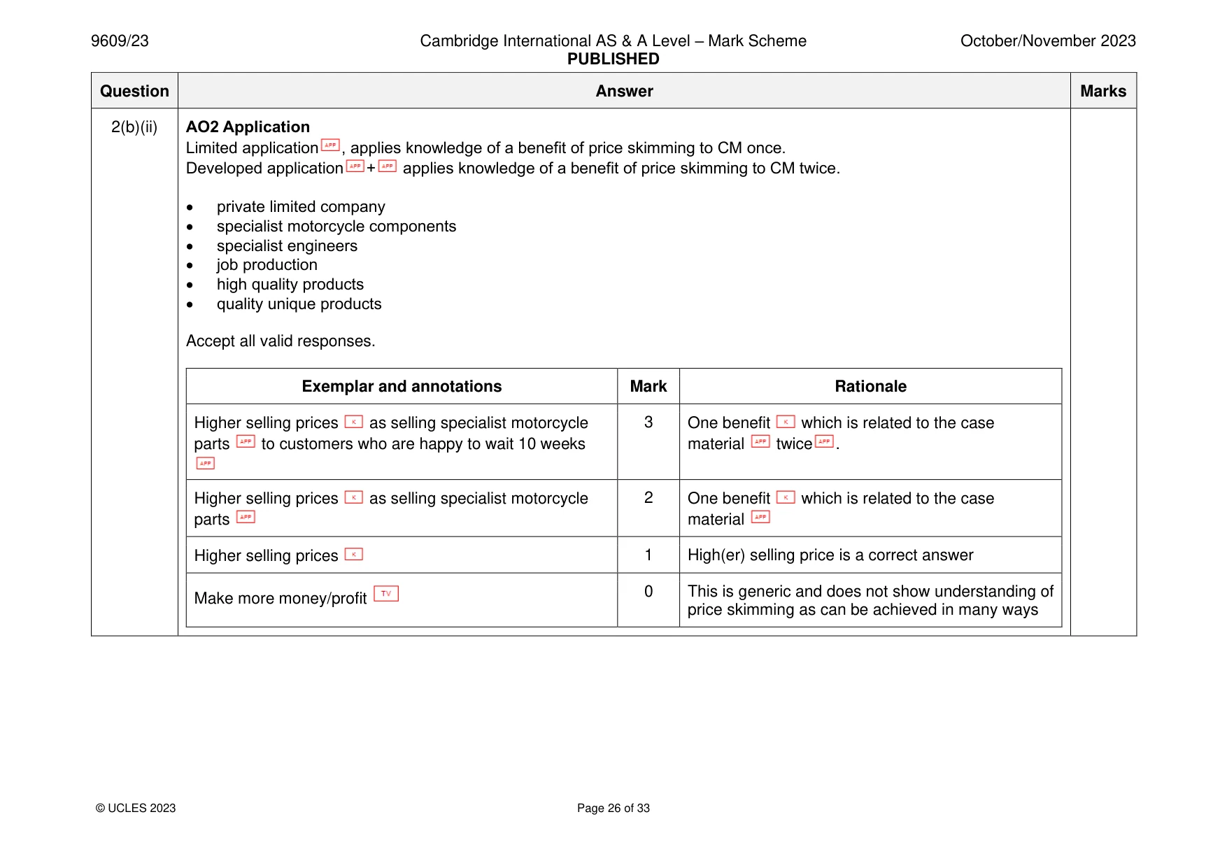 Mark scheme, page 26 of 33