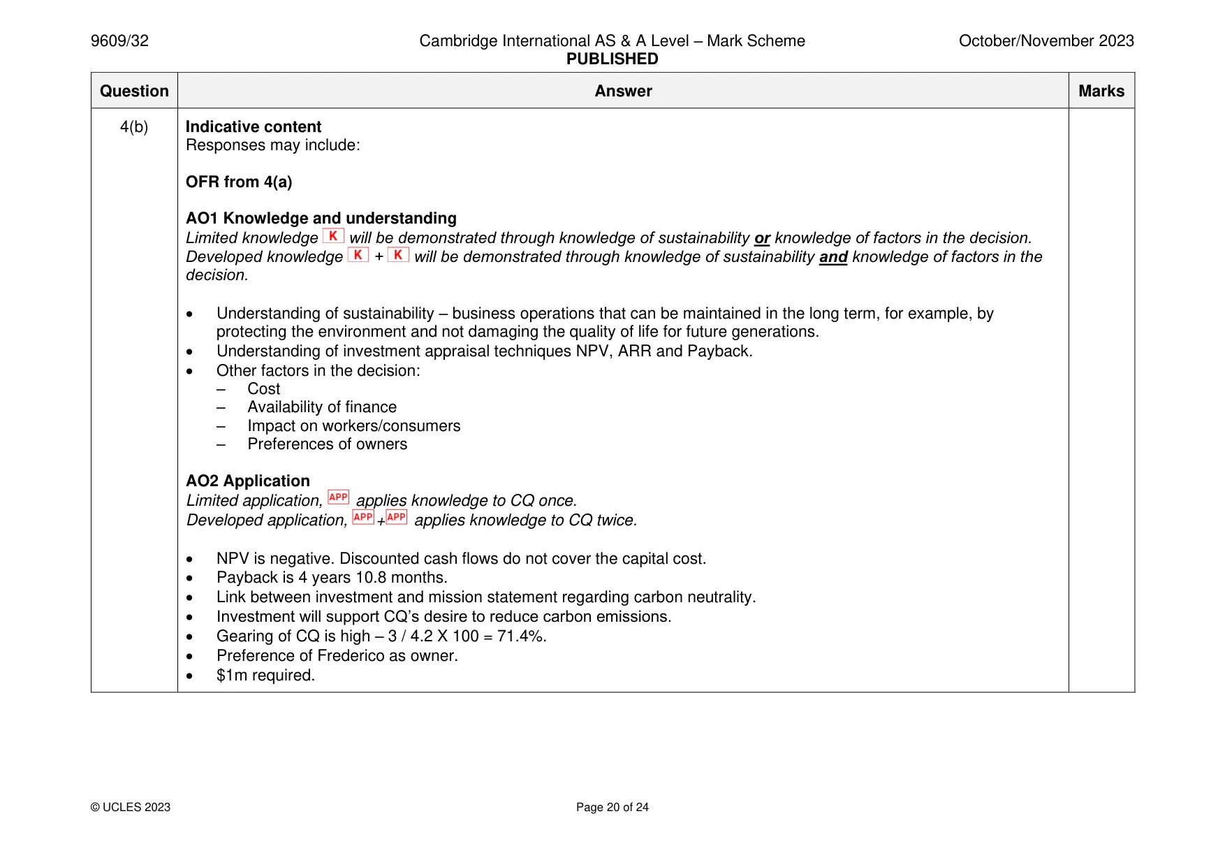 Mark scheme, page 20 of 24