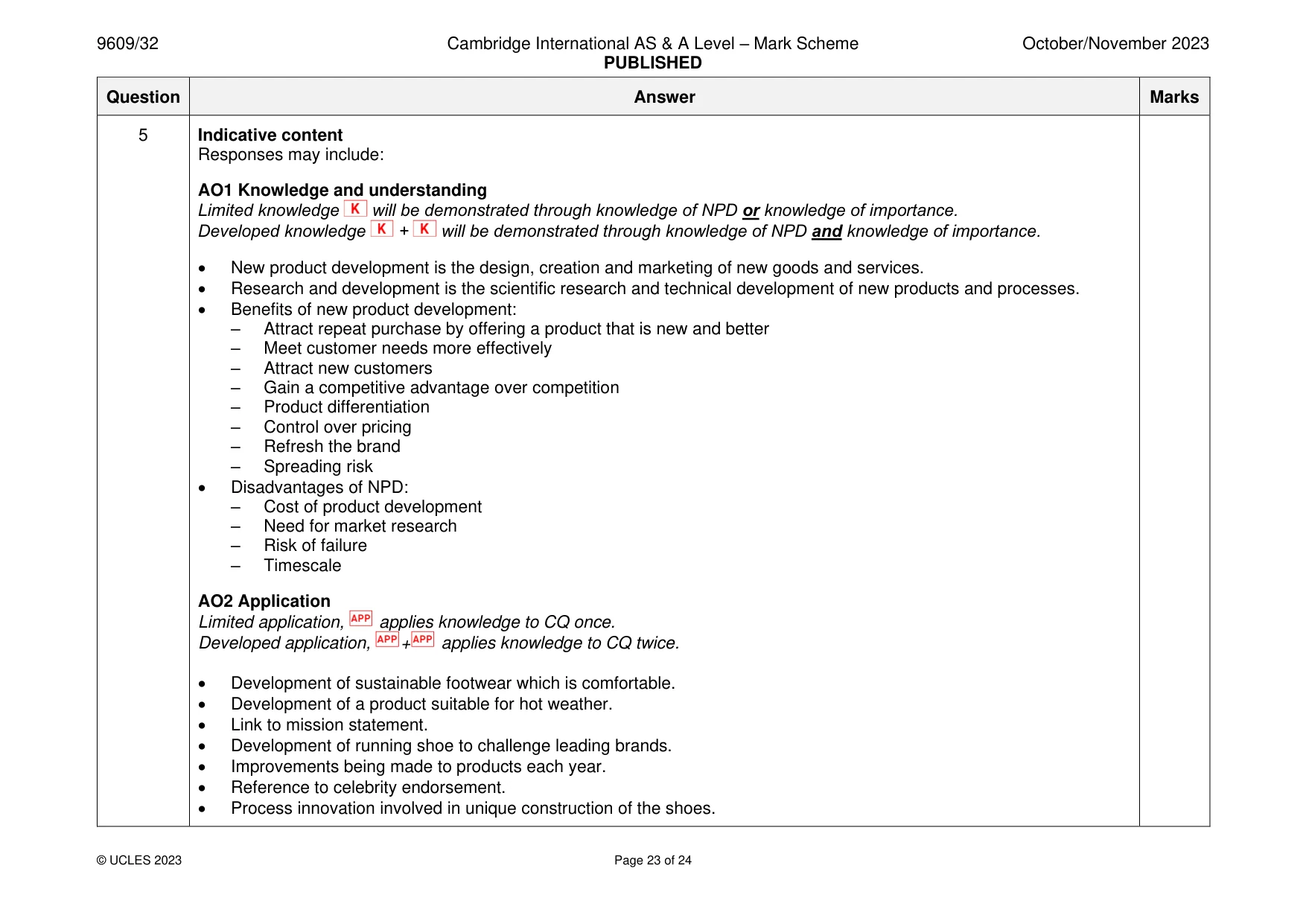 Mark scheme, page 23 of 24