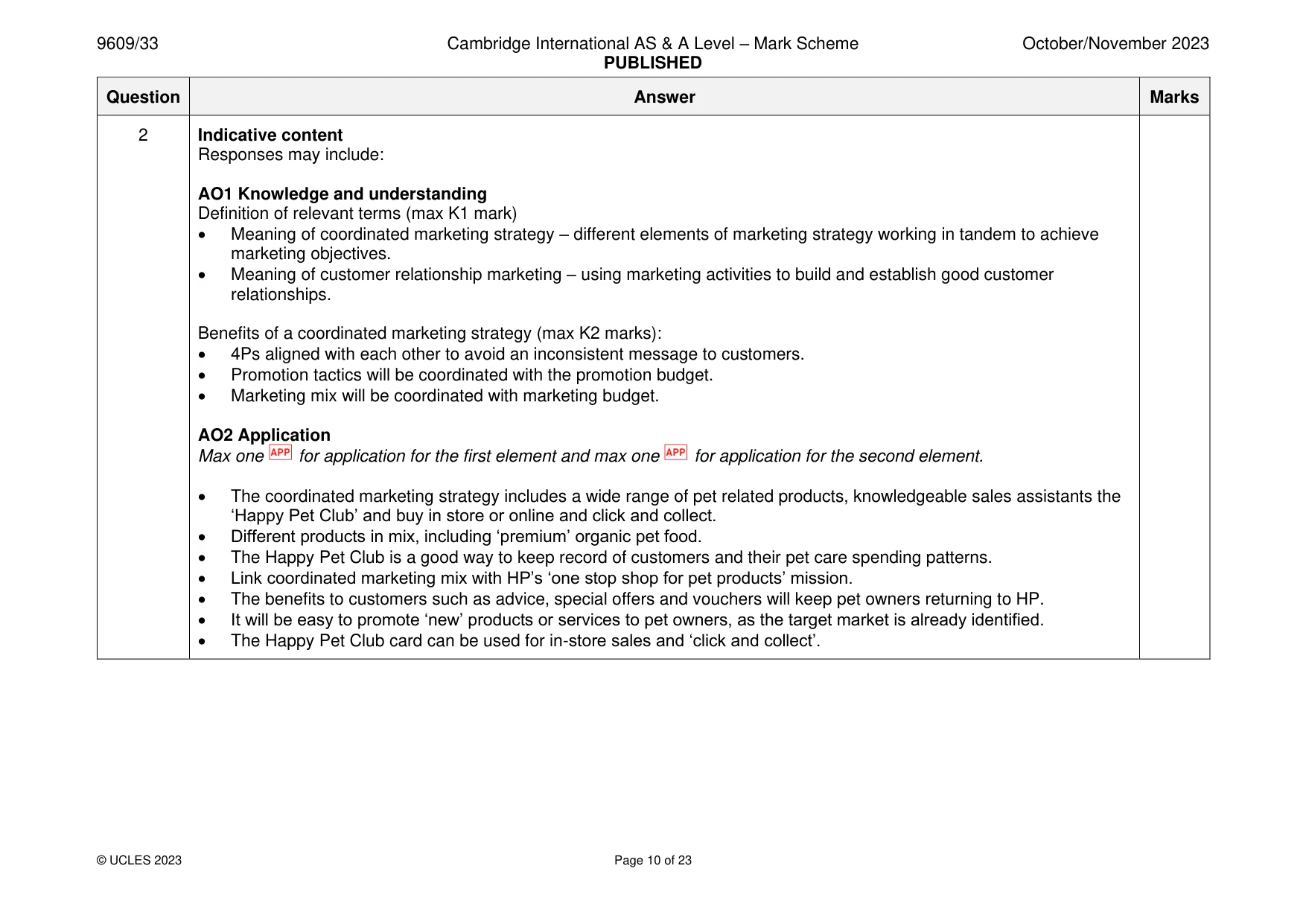 Mark scheme, page 10 of 23