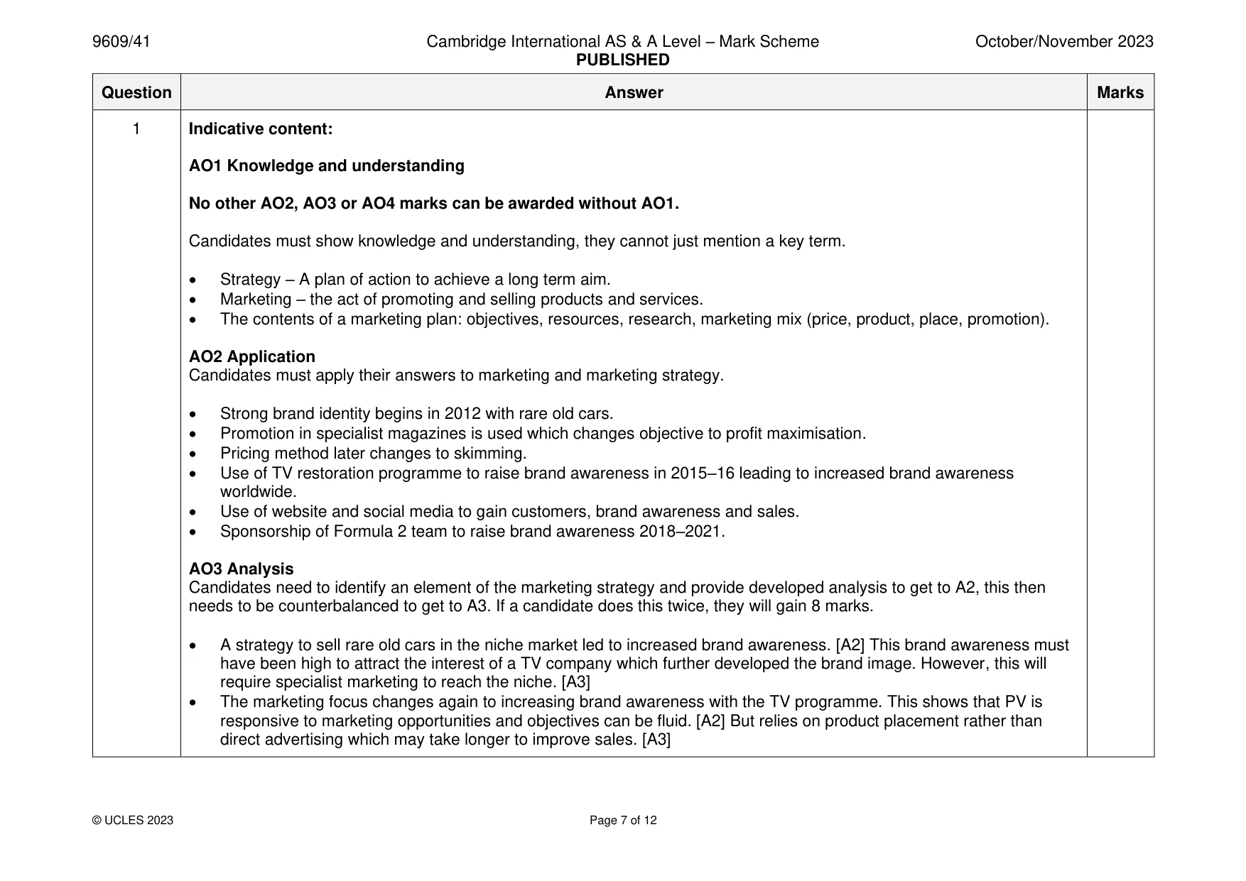 Mark scheme, page 7 of 12