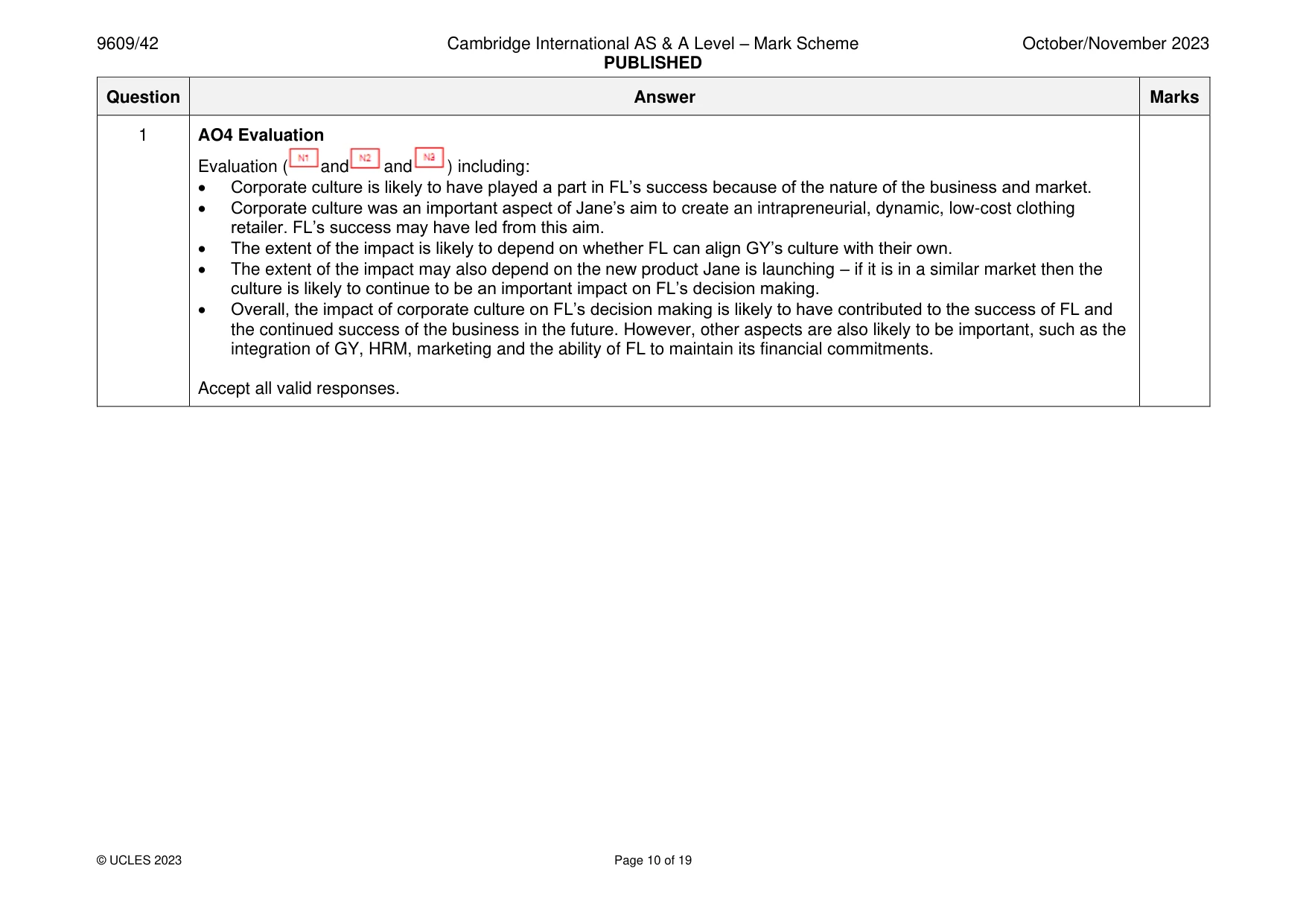 Mark scheme, page 10 of 19