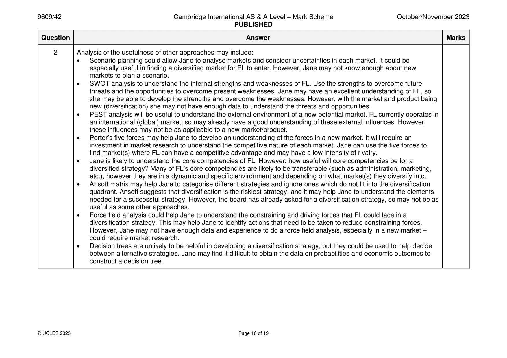 Mark scheme, page 16 of 19