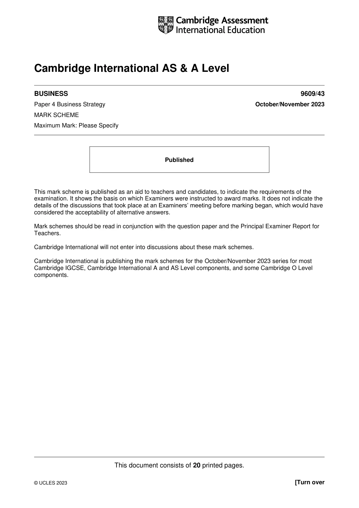 Mark scheme, page 1 of 20