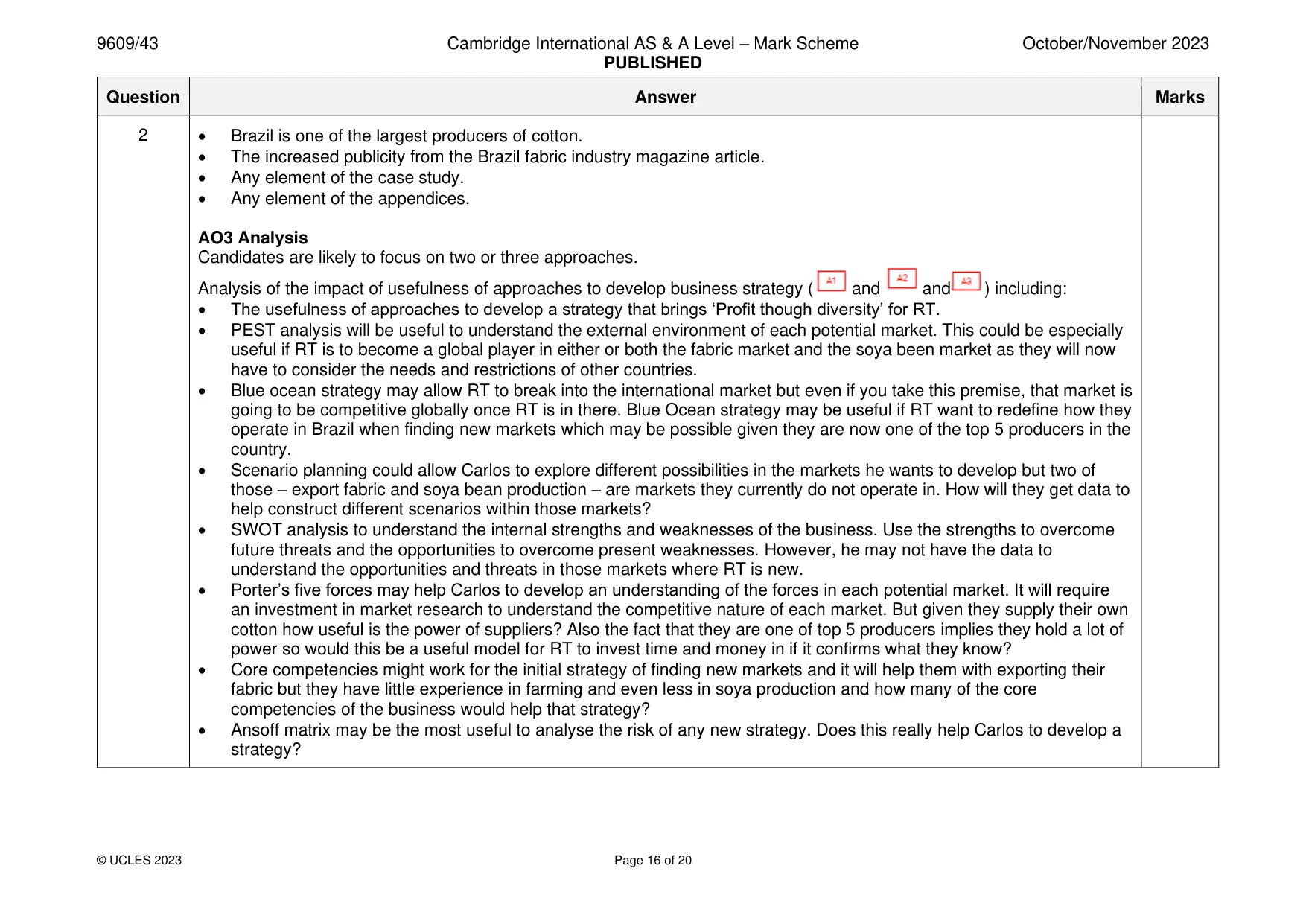 Mark scheme, page 16 of 20