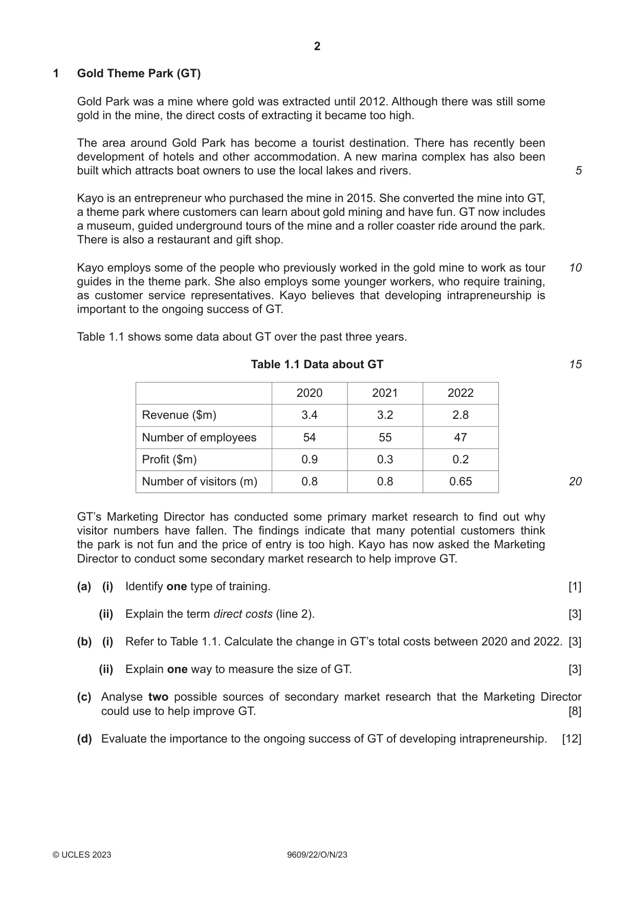 Cambridge A Level Business (for first examination in 2016) 9609 2023 Oct/Nov Paper 2 · Variant 2 question paper, page 2 of 4