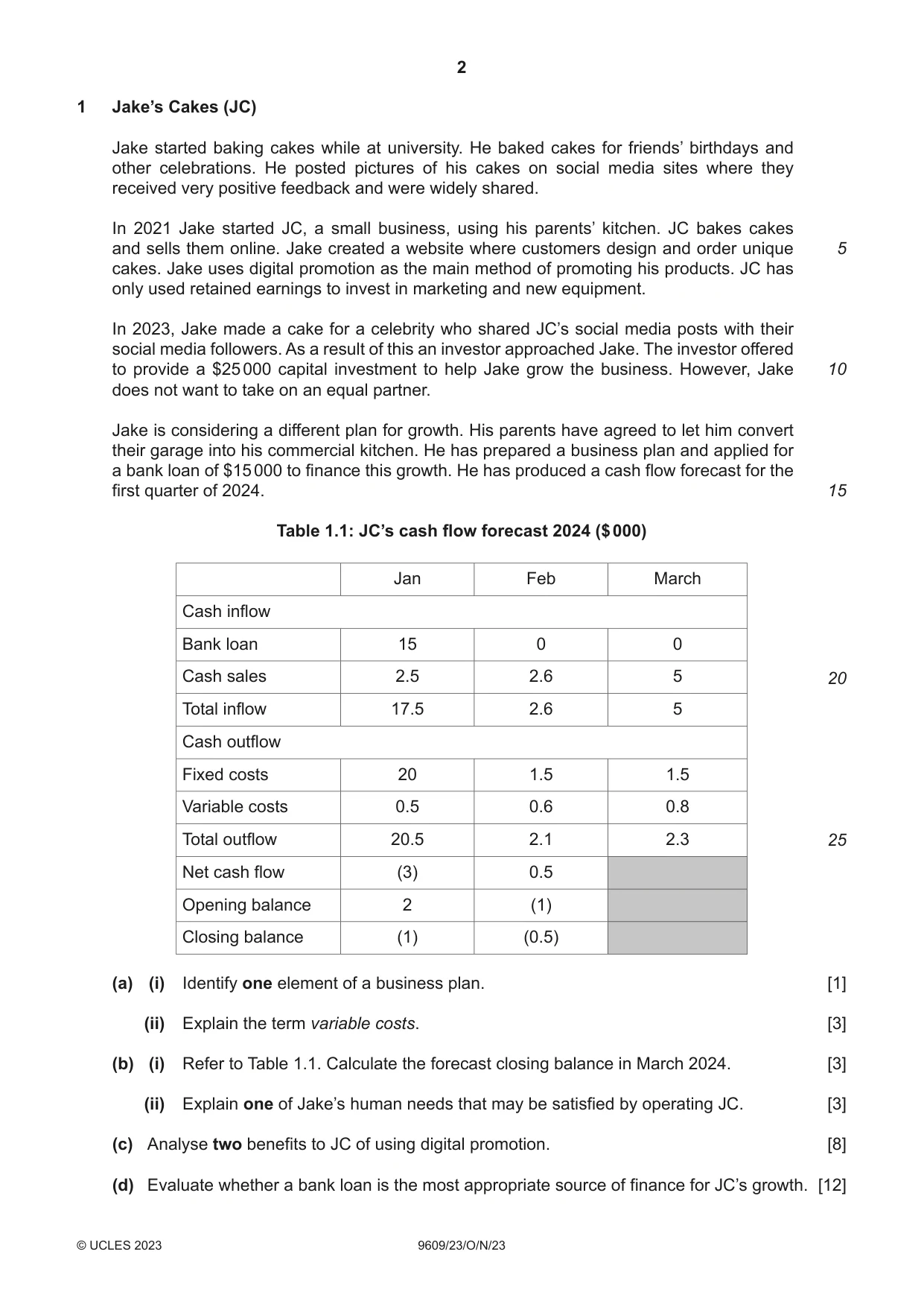 Cambridge A Level Business (for first examination in 2016) 9609 2023 Oct/Nov Paper 2 · Variant 3 question paper, page 2 of 4