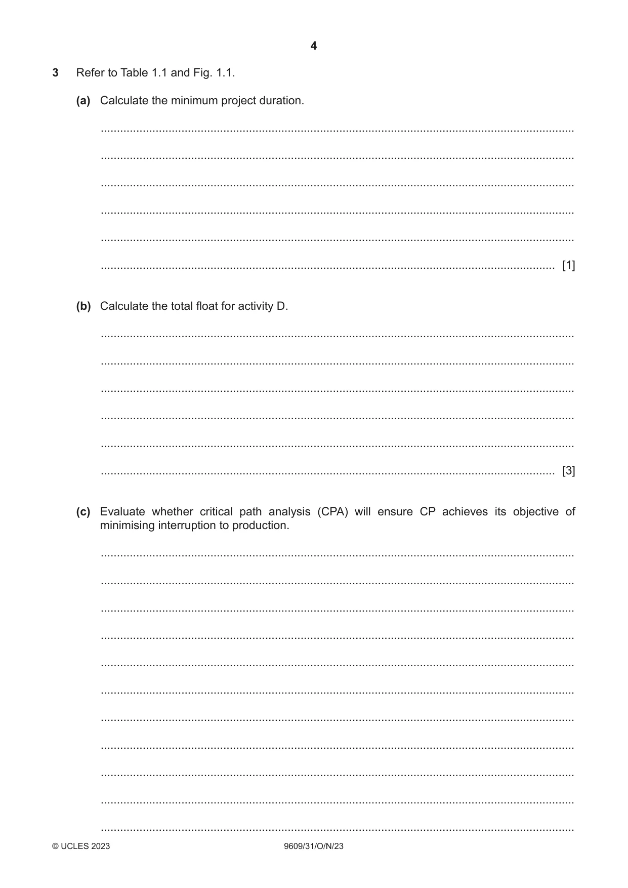 Cambridge A Level Business (for first examination in 2016) 9609 2023 Oct/Nov Paper 3 · Variant 1 question paper, page 4 of 12