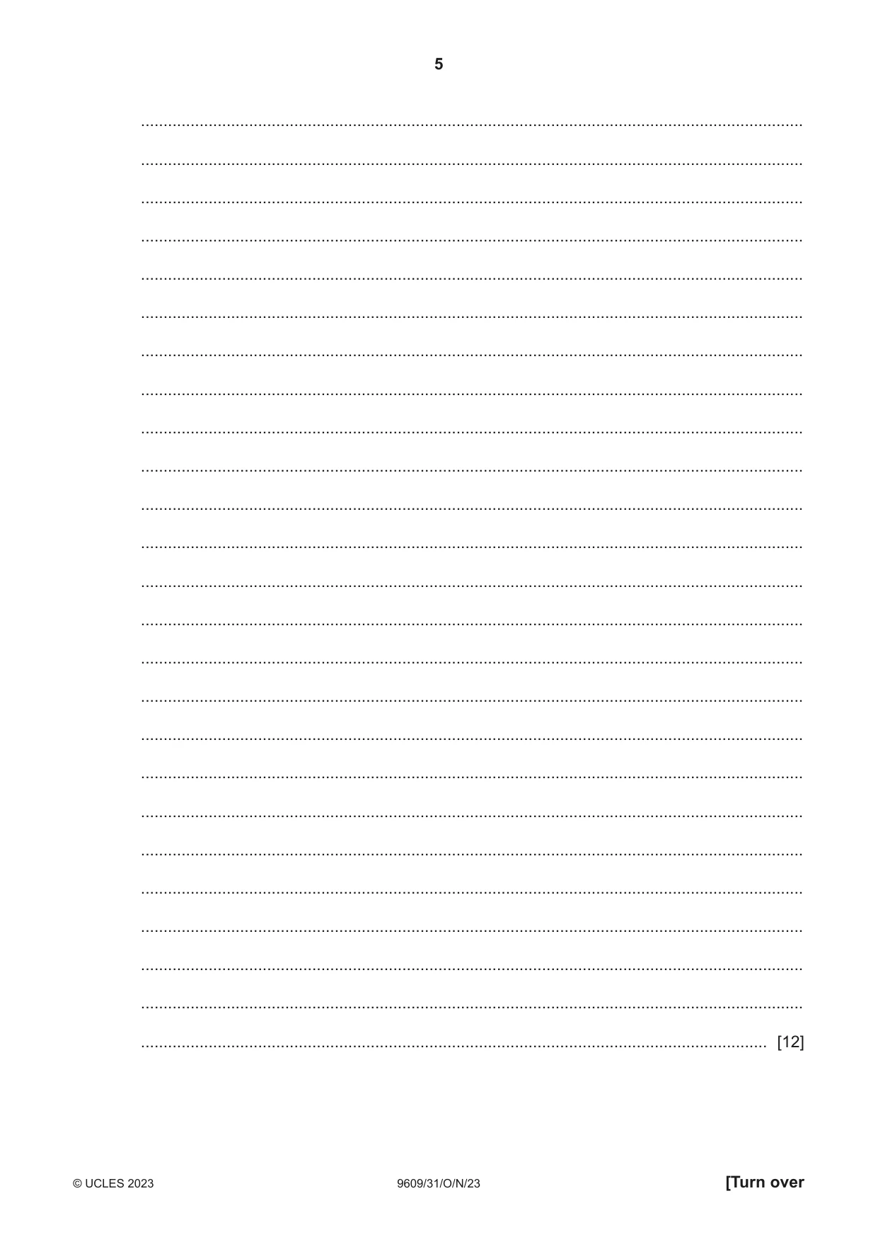 Cambridge A Level Business (for first examination in 2016) 9609 2023 Oct/Nov Paper 3 · Variant 1 question paper, page 5 of 12