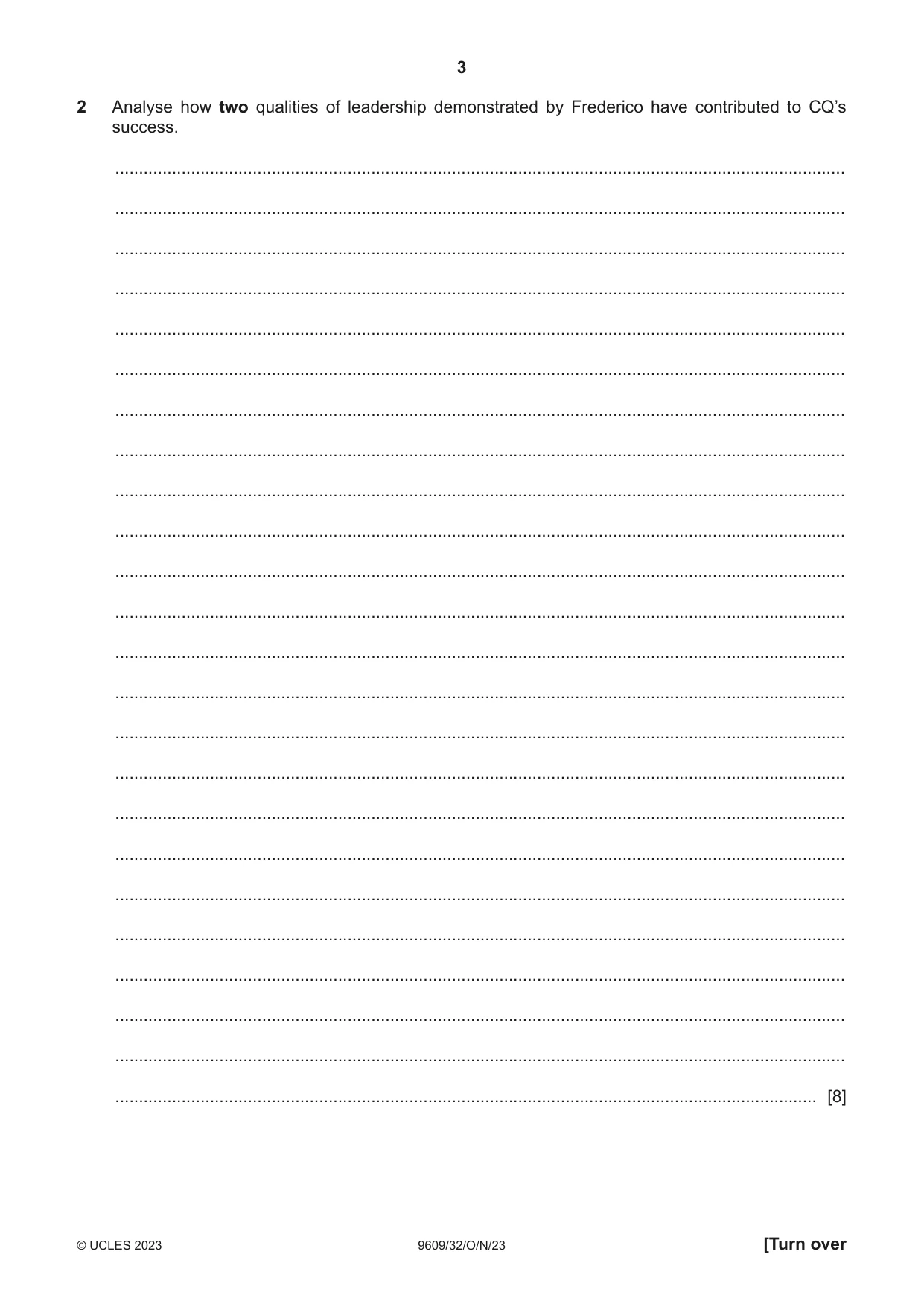 Cambridge A Level Business (for first examination in 2016) 9609 2023 Oct/Nov Paper 3 · Variant 2 question paper, page 3 of 12