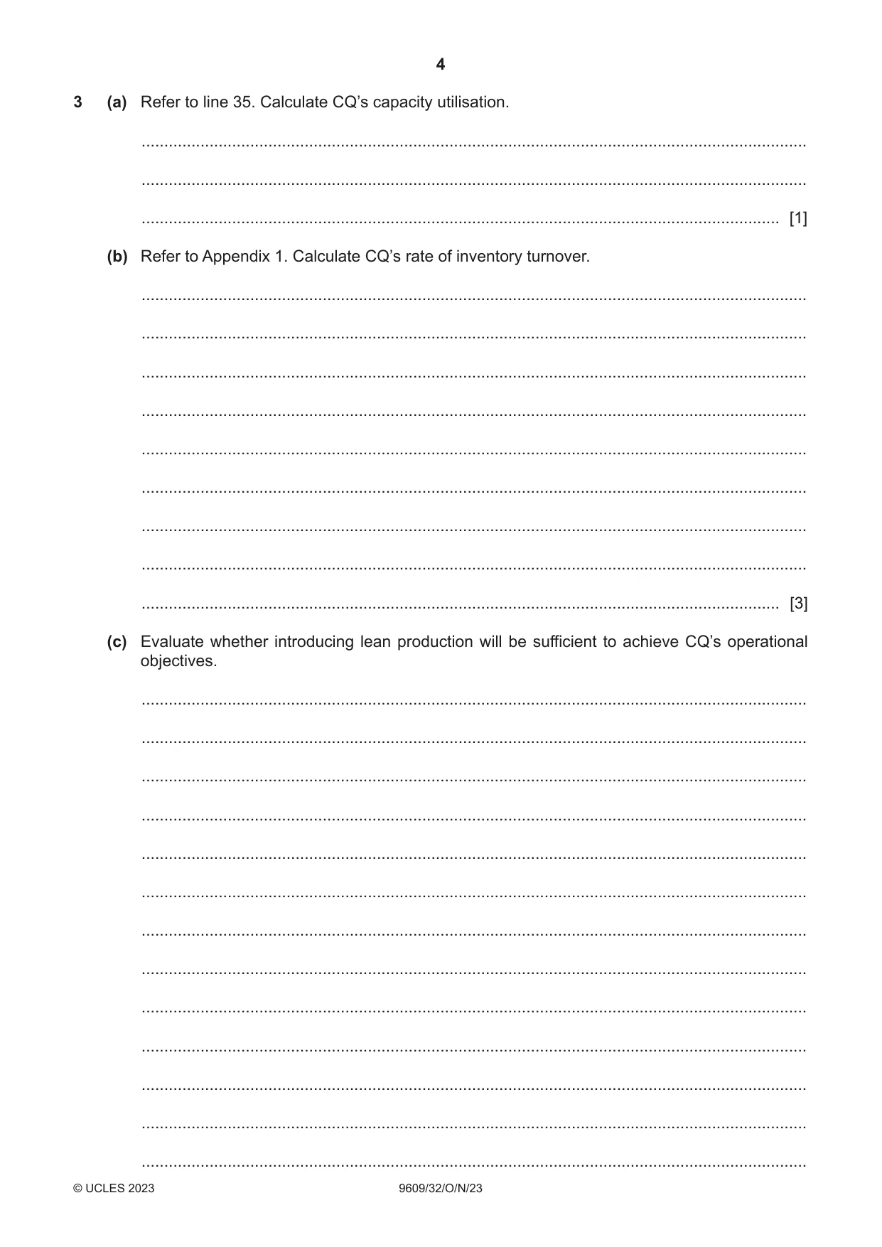 Cambridge A Level Business (for first examination in 2016) 9609 2023 Oct/Nov Paper 3 · Variant 2 question paper, page 4 of 12