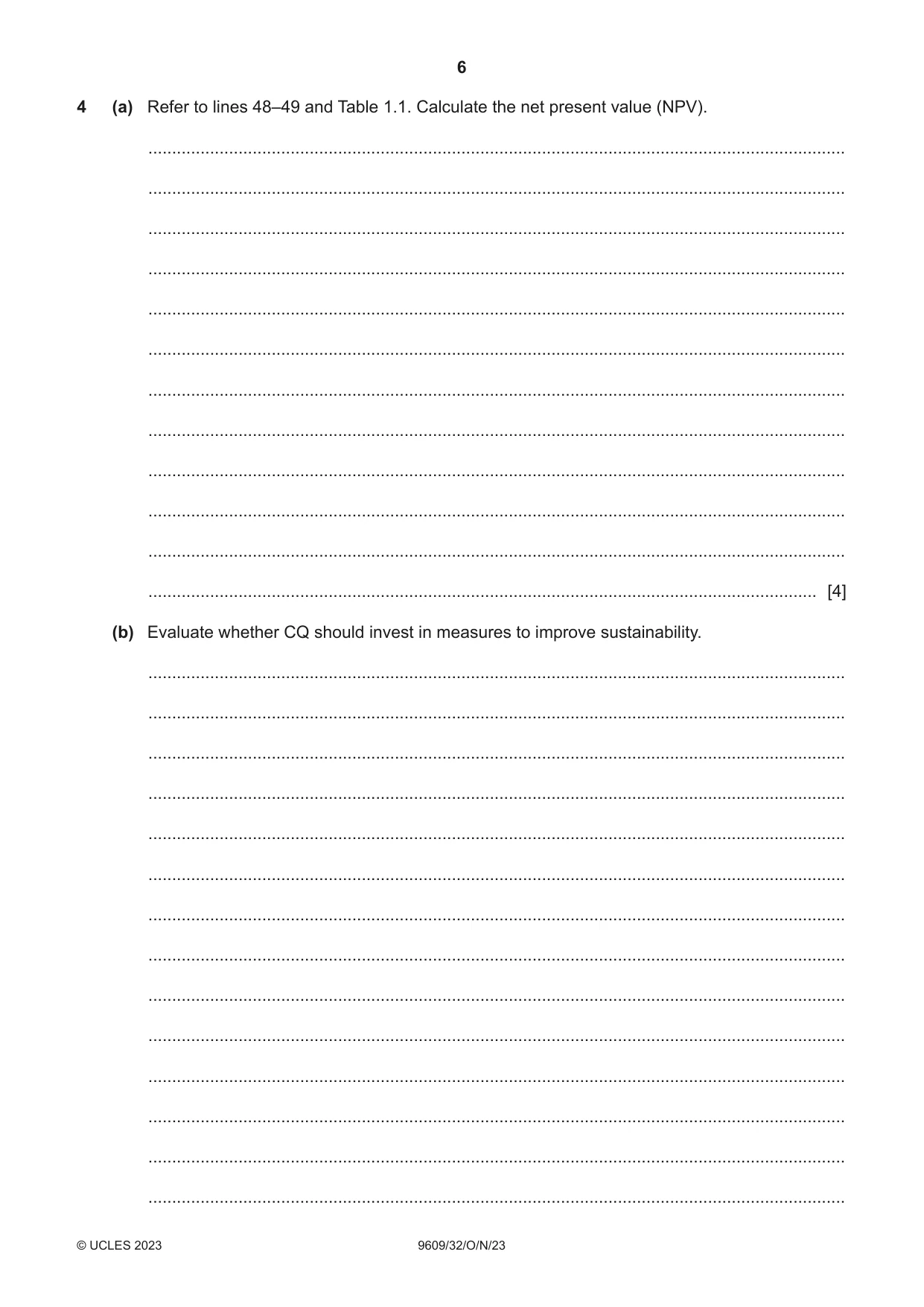 Cambridge A Level Business (for first examination in 2016) 9609 2023 Oct/Nov Paper 3 · Variant 2 question paper, page 6 of 12